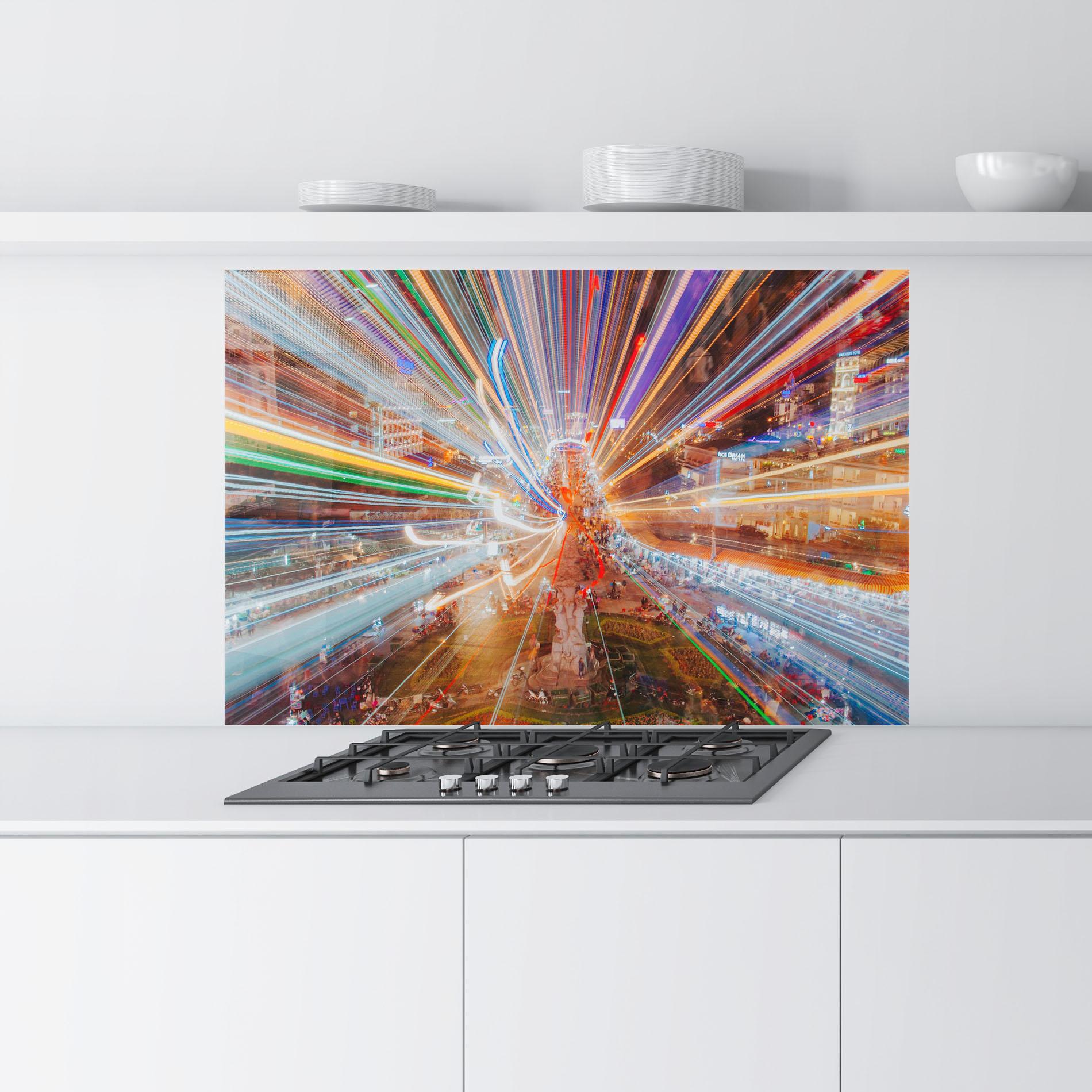 Konyhai üveg hátfal Colorful Light City mockup 9