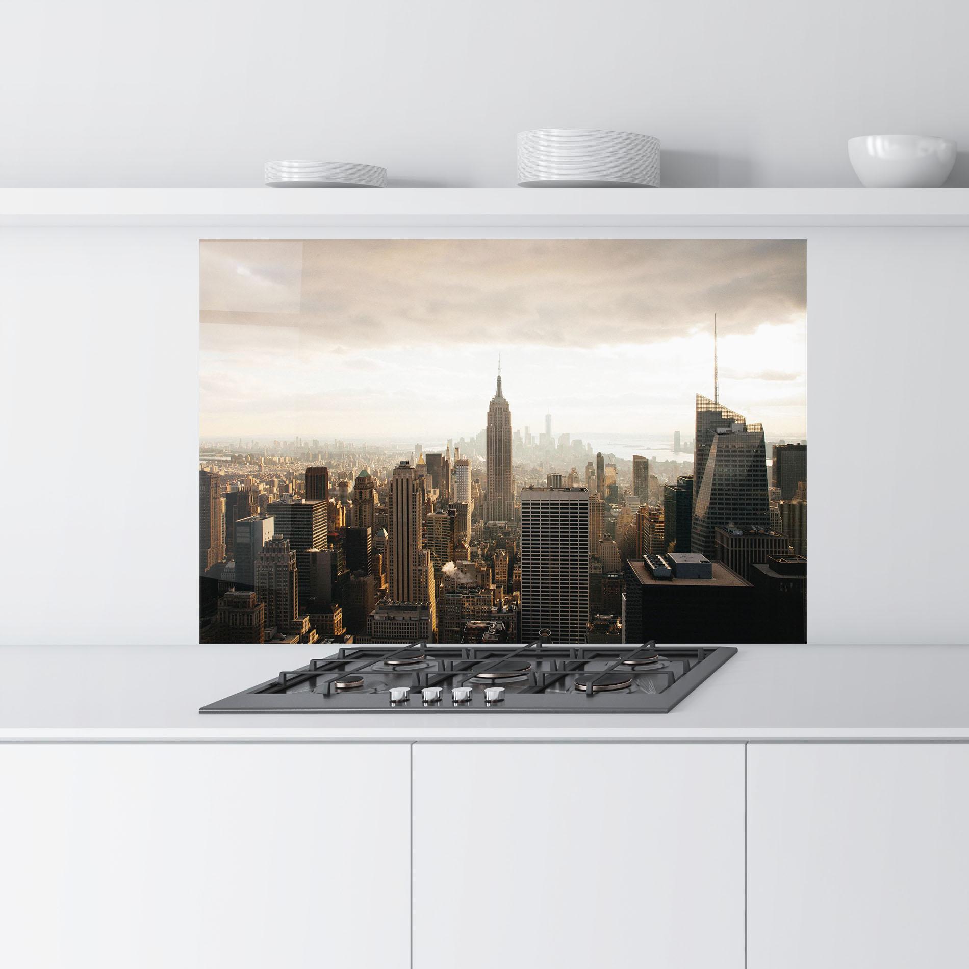 Konyhai üveg hátfal Grey Cloud Buildings mockup 9