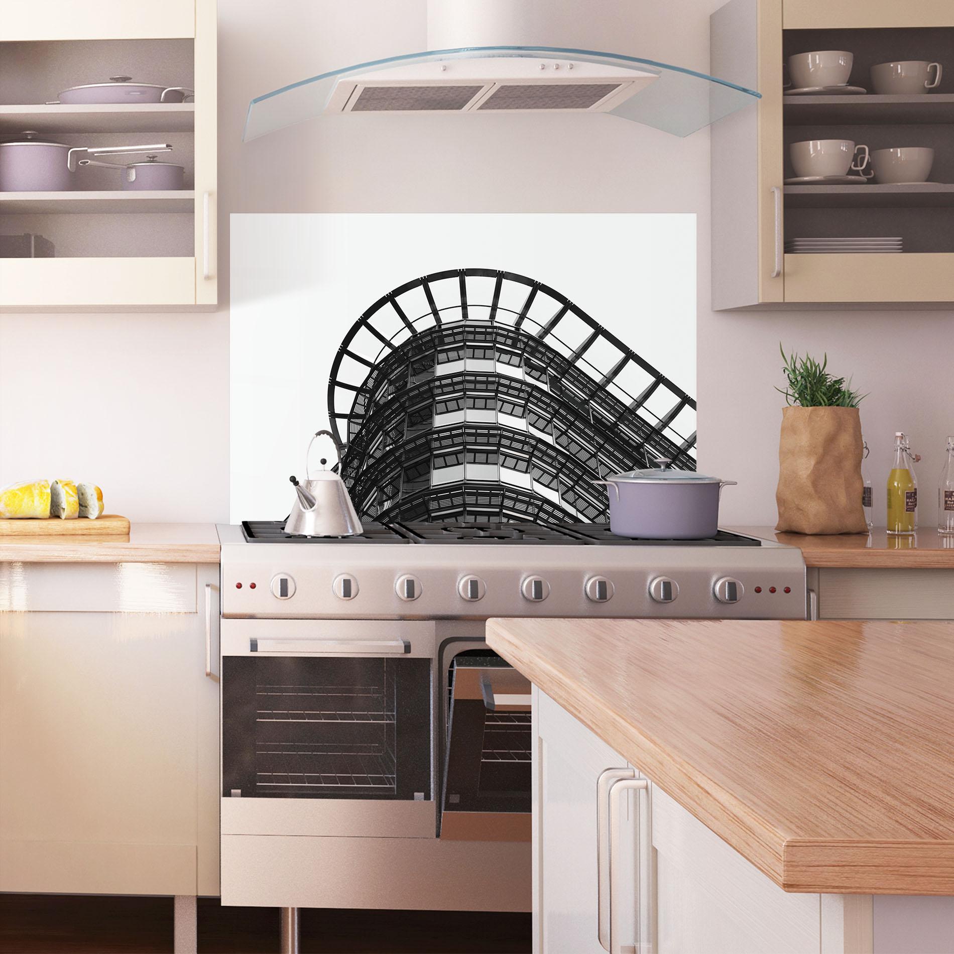 Konyhai üveg hátfal Circle Grey Tower mockup 1