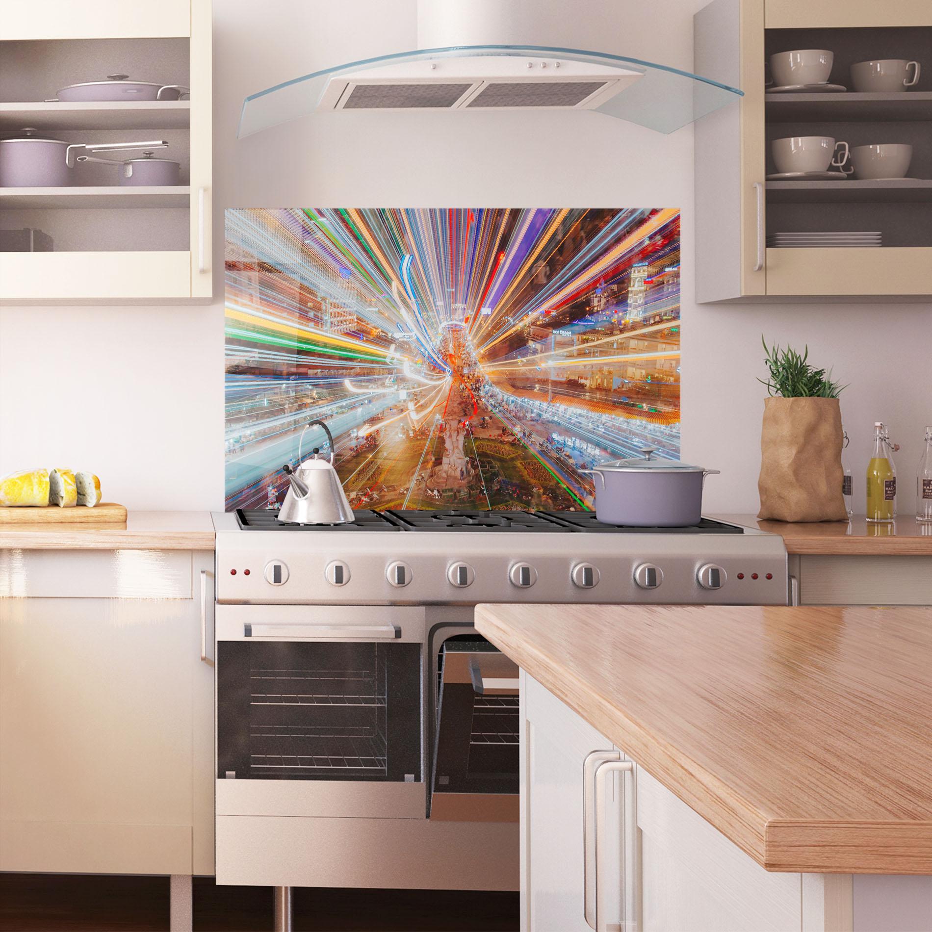 Konyhai üveg hátfal Colorful Light City mockup 1