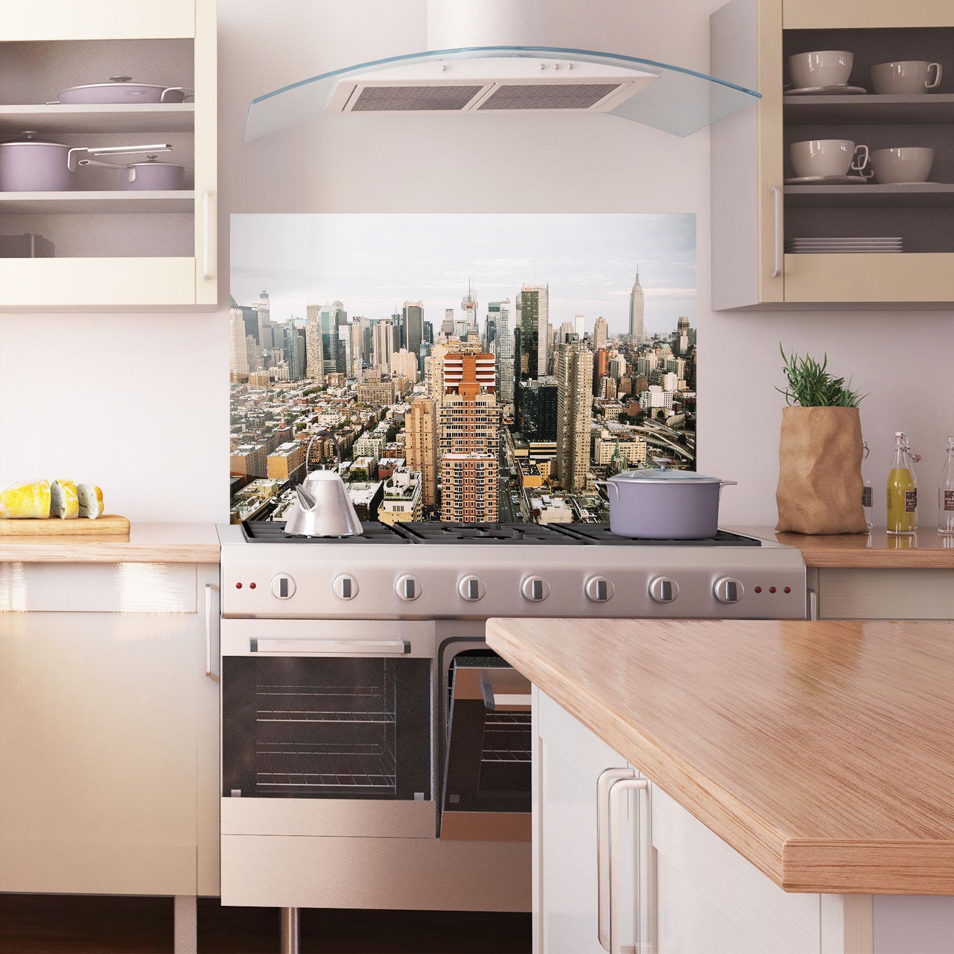 Konyhai üveg hátfal Cream Orange Building mockup 1