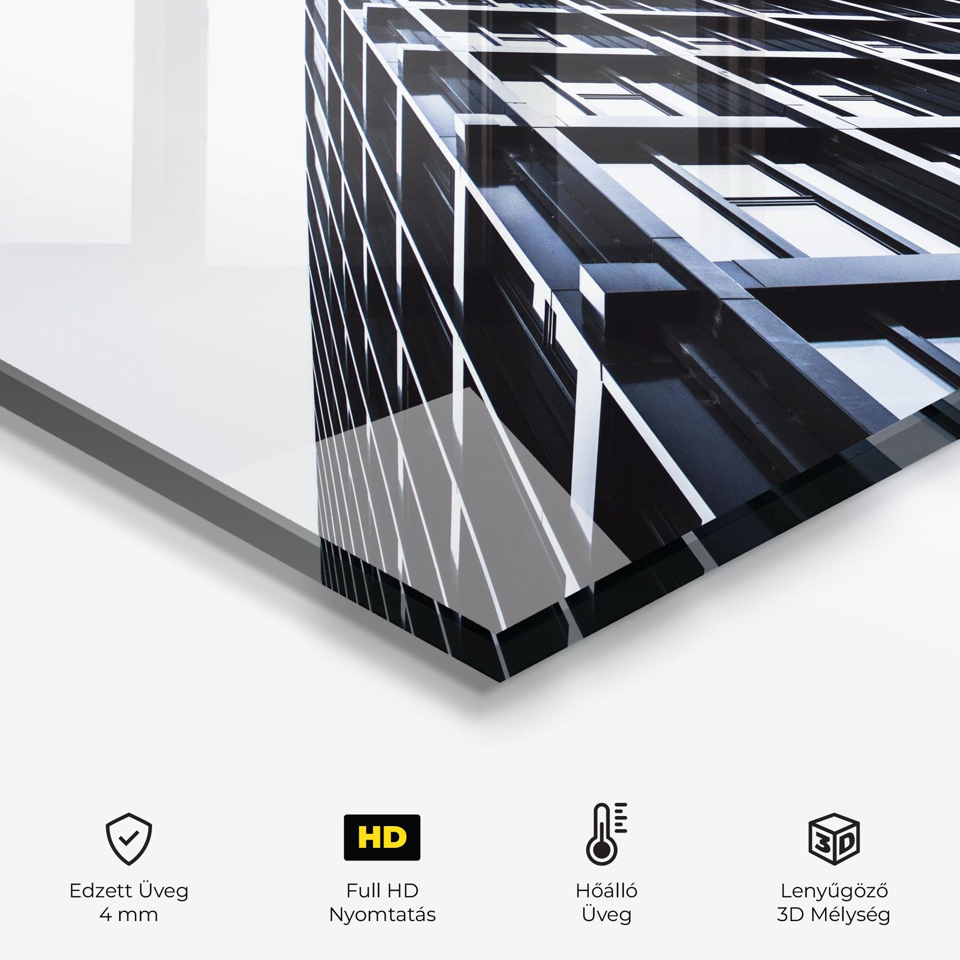 Konyhai üveg hátfal Big Black Building mockup 2