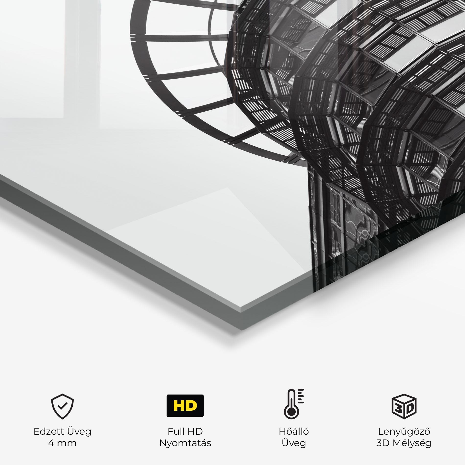 Konyhai üveg hátfal Circle Grey Tower mockup 2