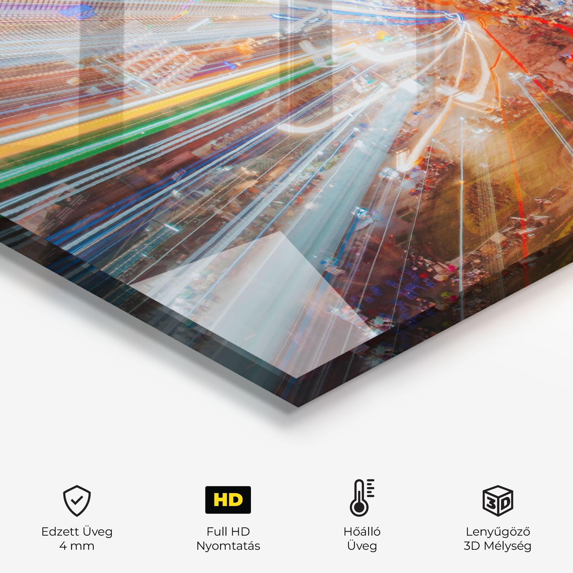 Konyhai üveg hátfal Colorful Light City mockup 2