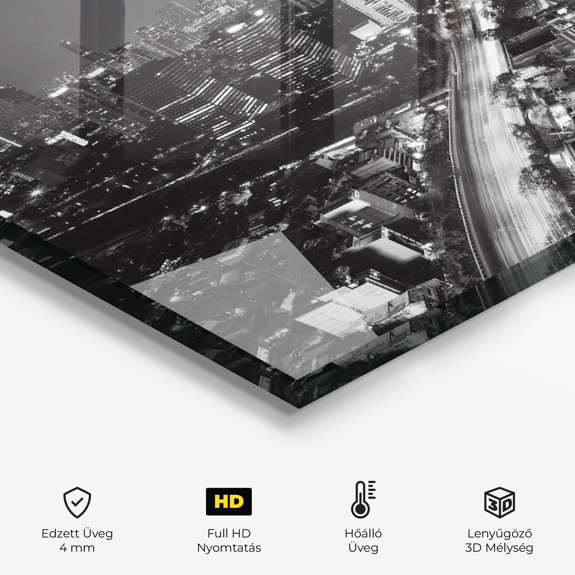 Konyhai üveg hátfal Grey Lights City mockup 2