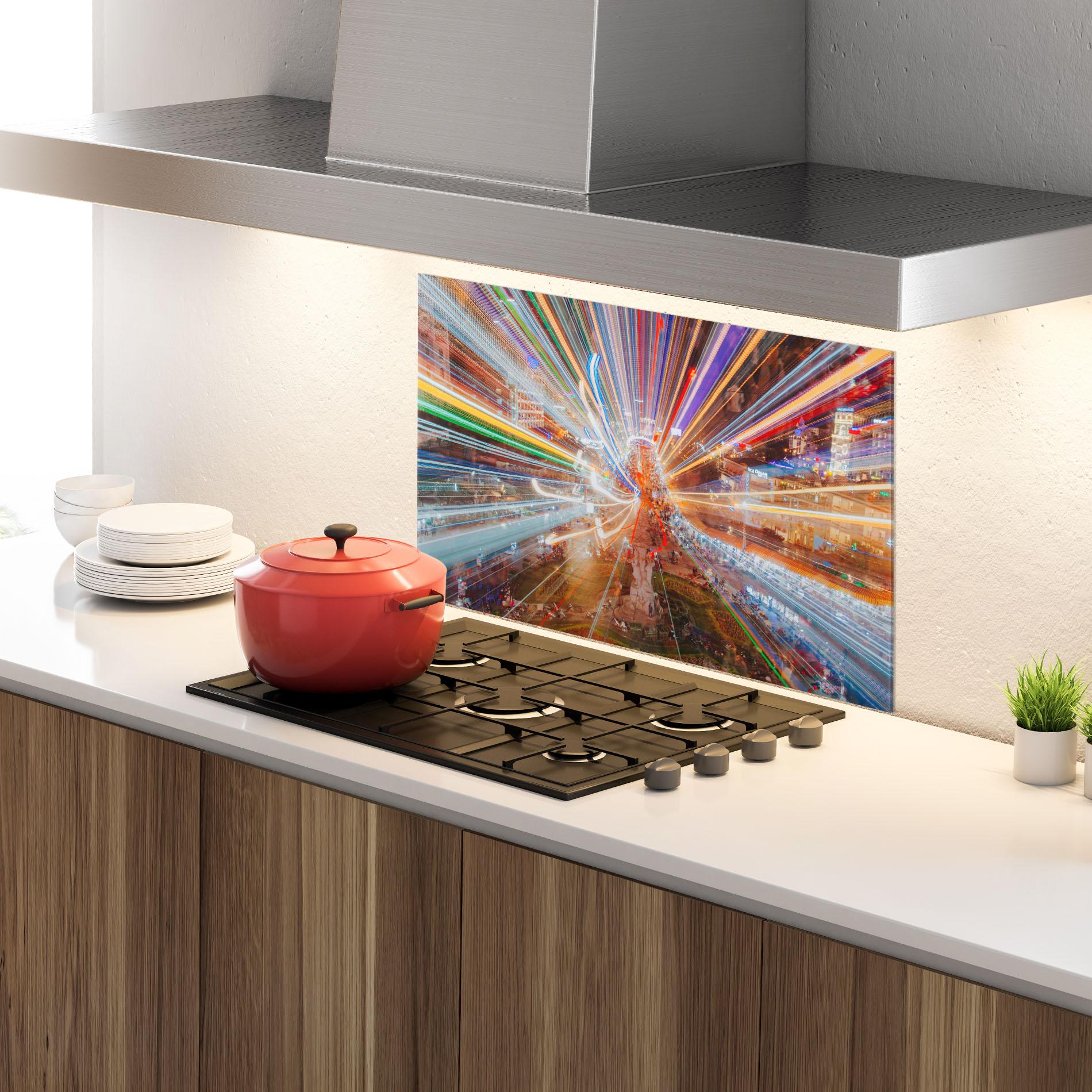 Konyhai üveg hátfal Colorful Light City mockup 4