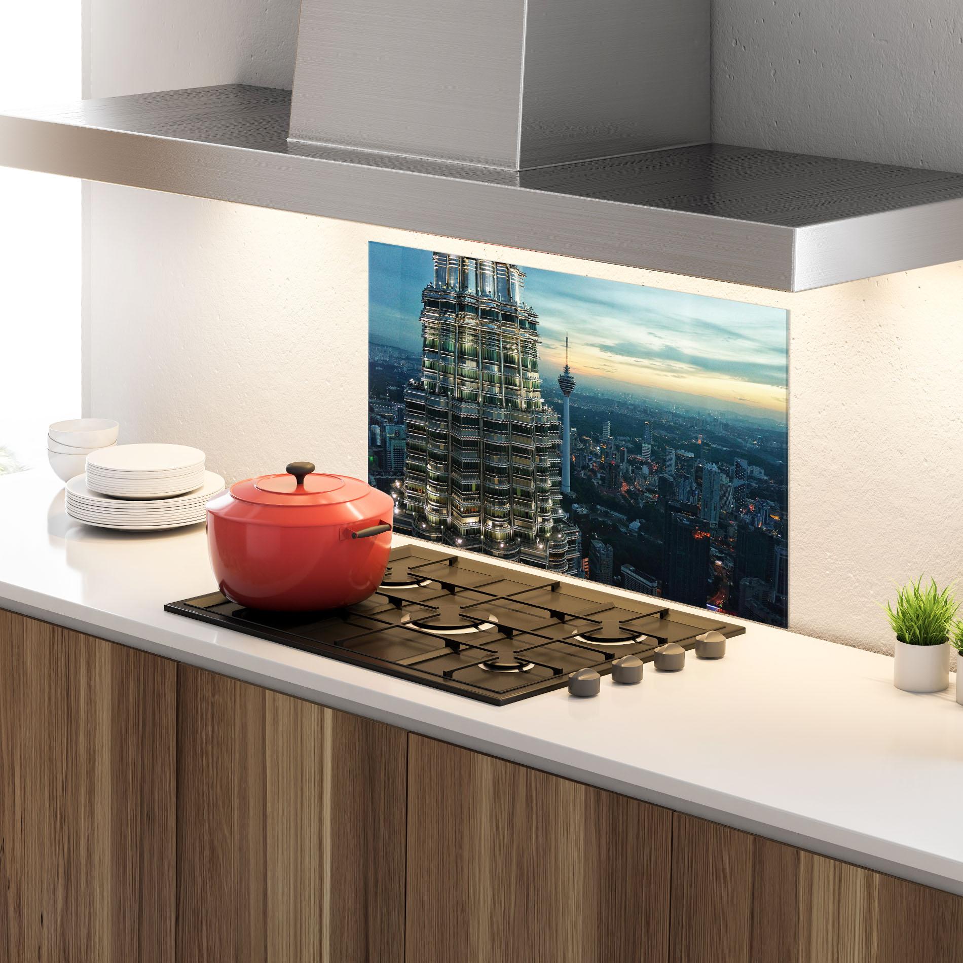 Konyhai üveg hátfal Hight Tower View mockup 4