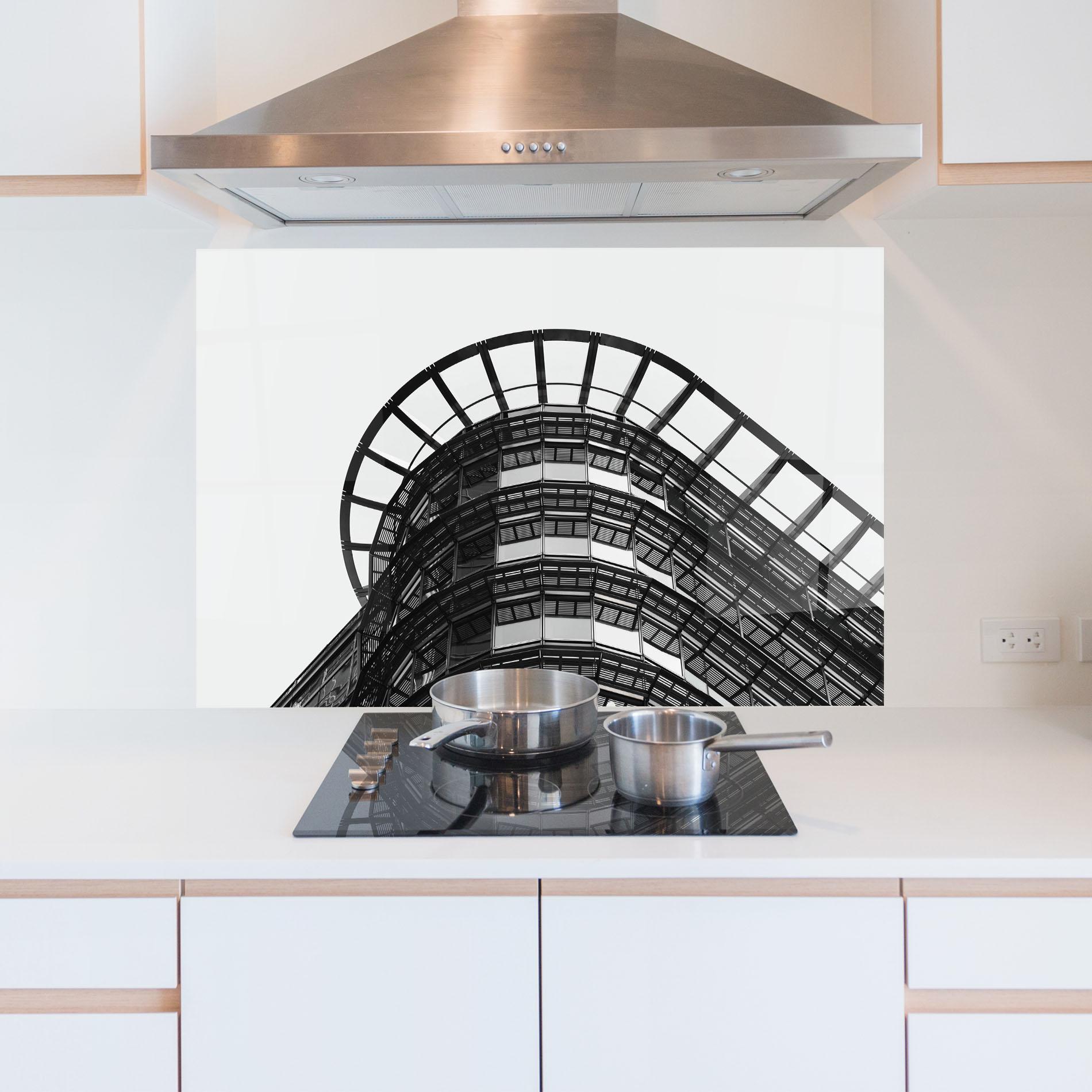 Konyhai üveg hátfal Circle Grey Tower mockup 5