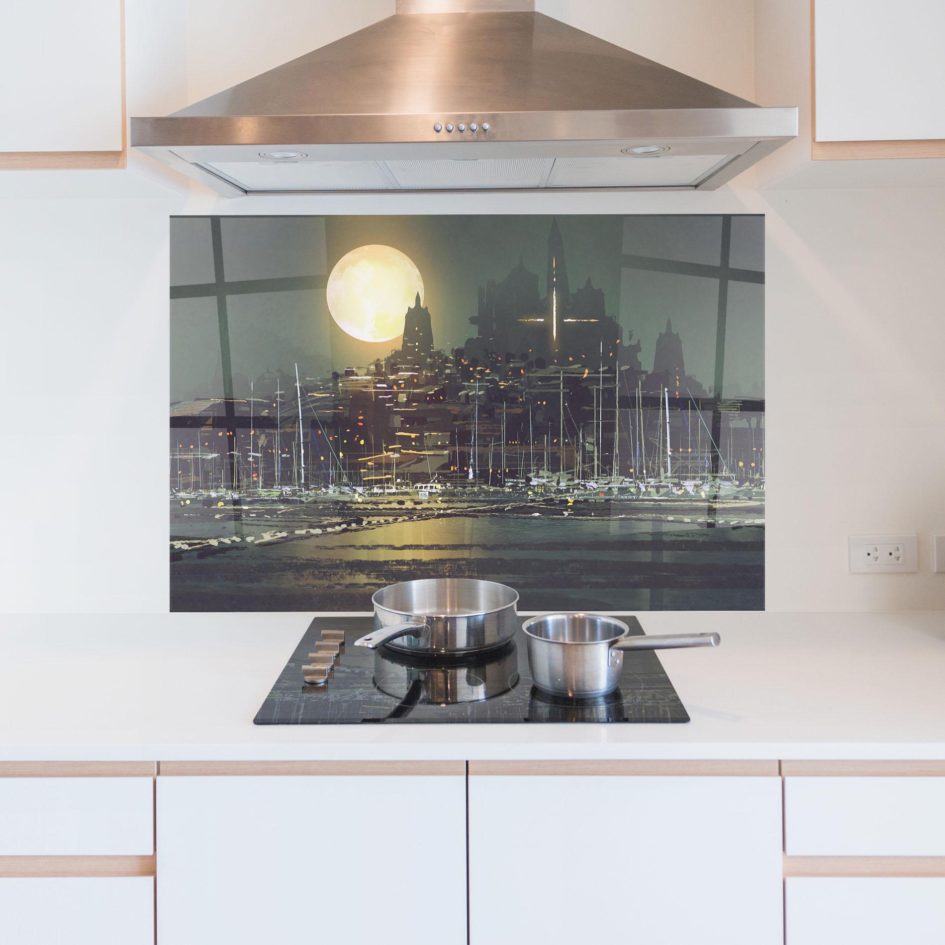 Konyhai üveg hátfal City Port mockup 5