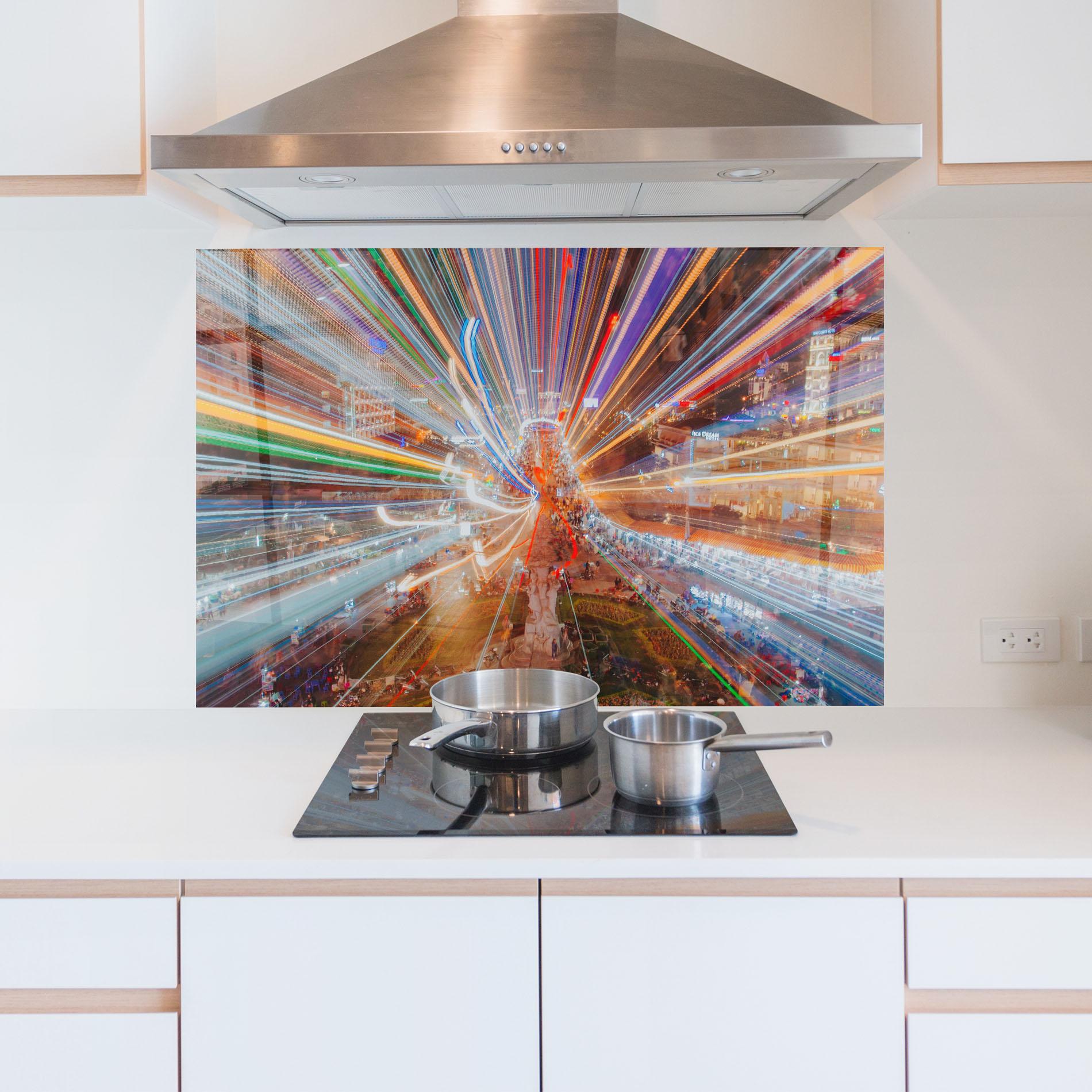 Konyhai üveg hátfal Colorful Light City mockup 5