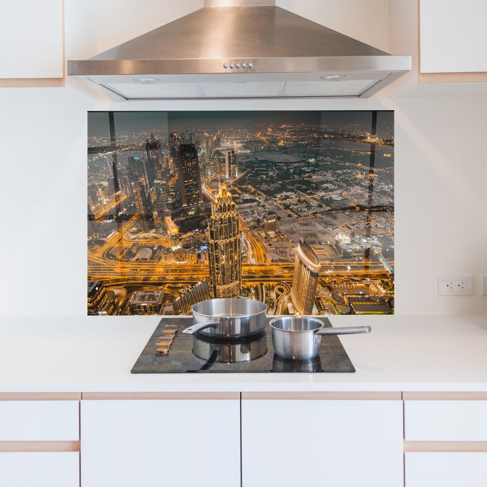 Konyhai üveg hátfal Dubai Lights mockup 5