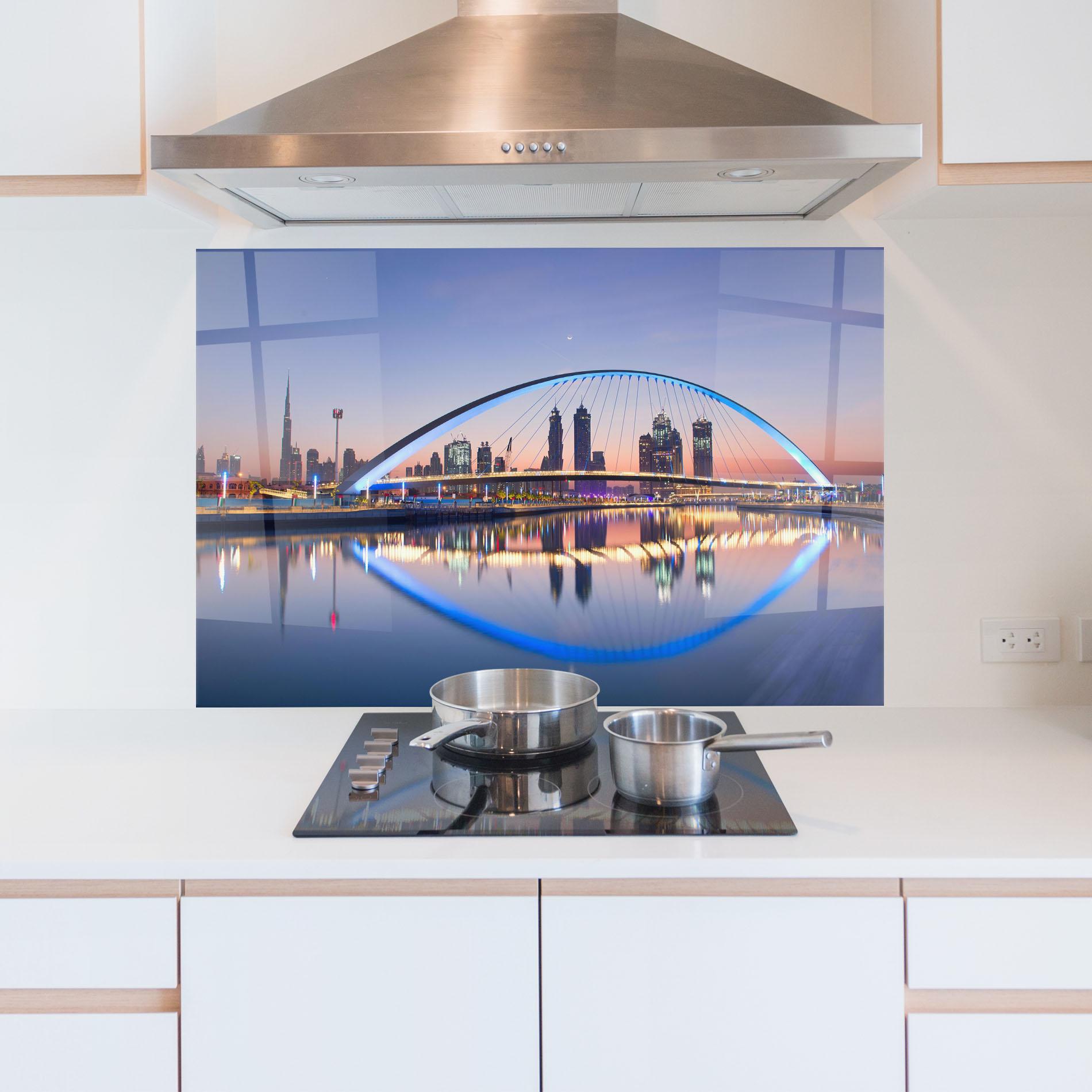 Konyhai üveg hátfal Dubai View mockup 5