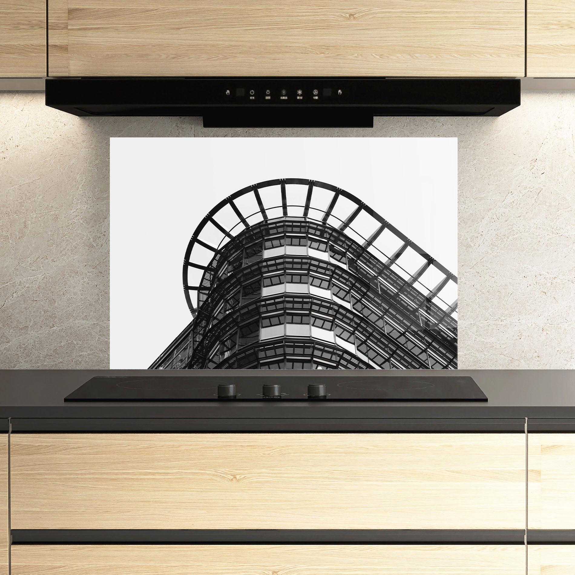 Konyhai üveg hátfal Circle Grey Tower mockup 3