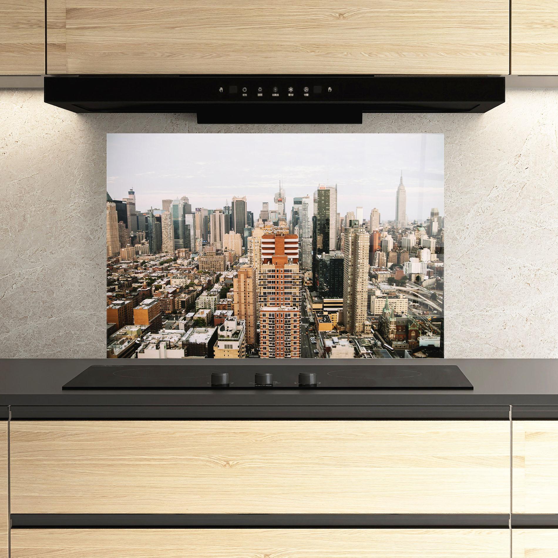 Konyhai üveg hátfal Cream Orange Building mockup 3