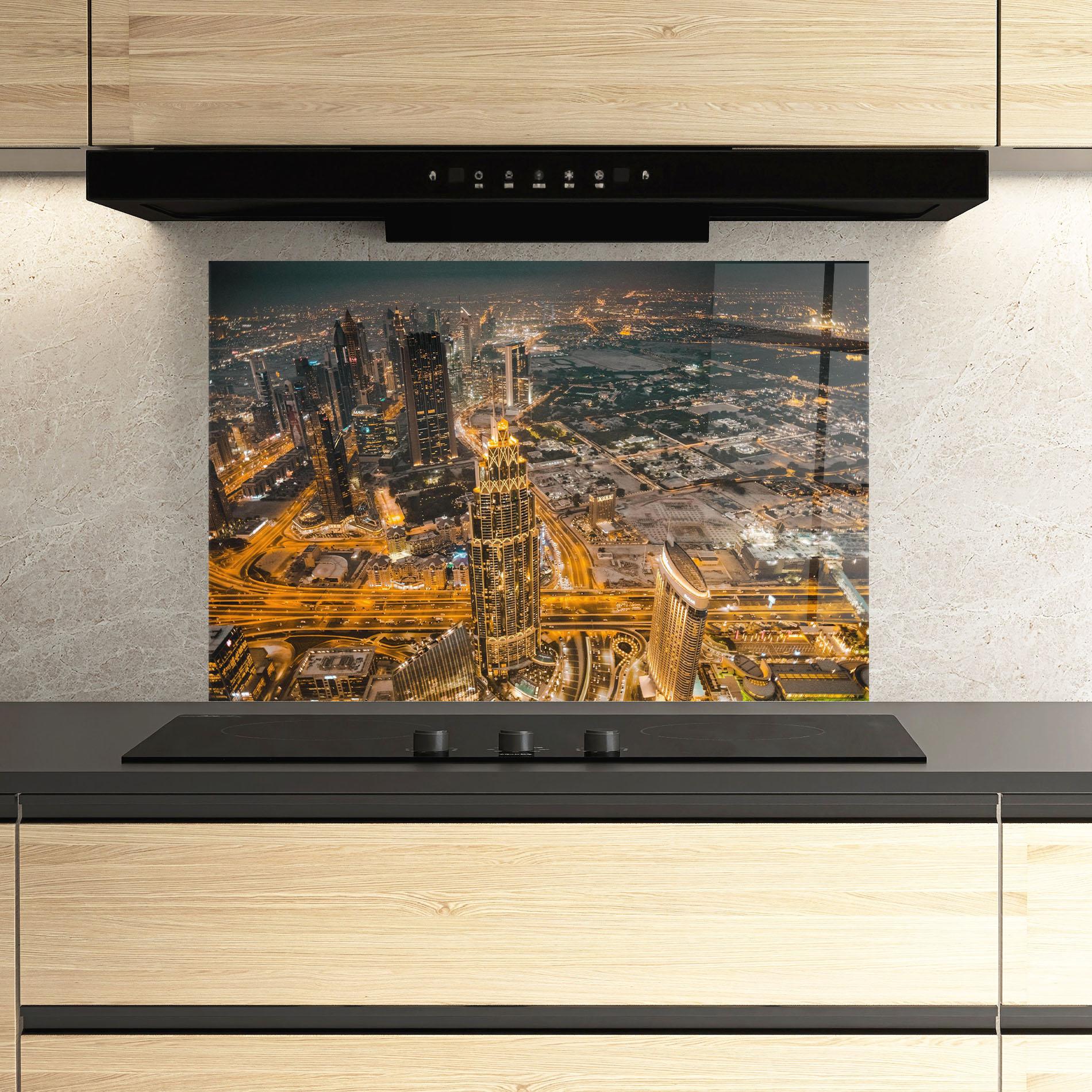 Konyhai üveg hátfal Dubai Lights mockup 3