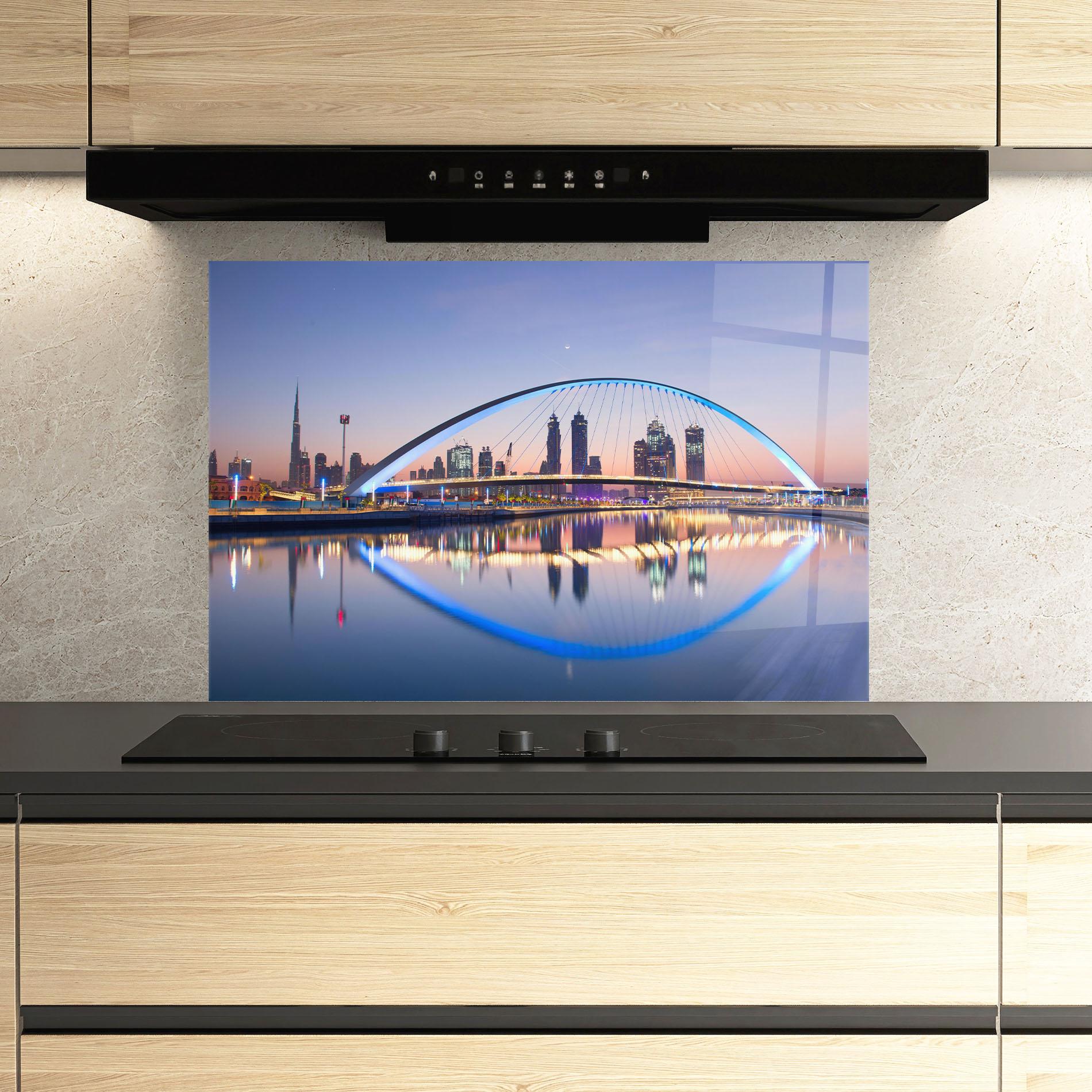 Konyhai üveg hátfal Dubai View mockup 3