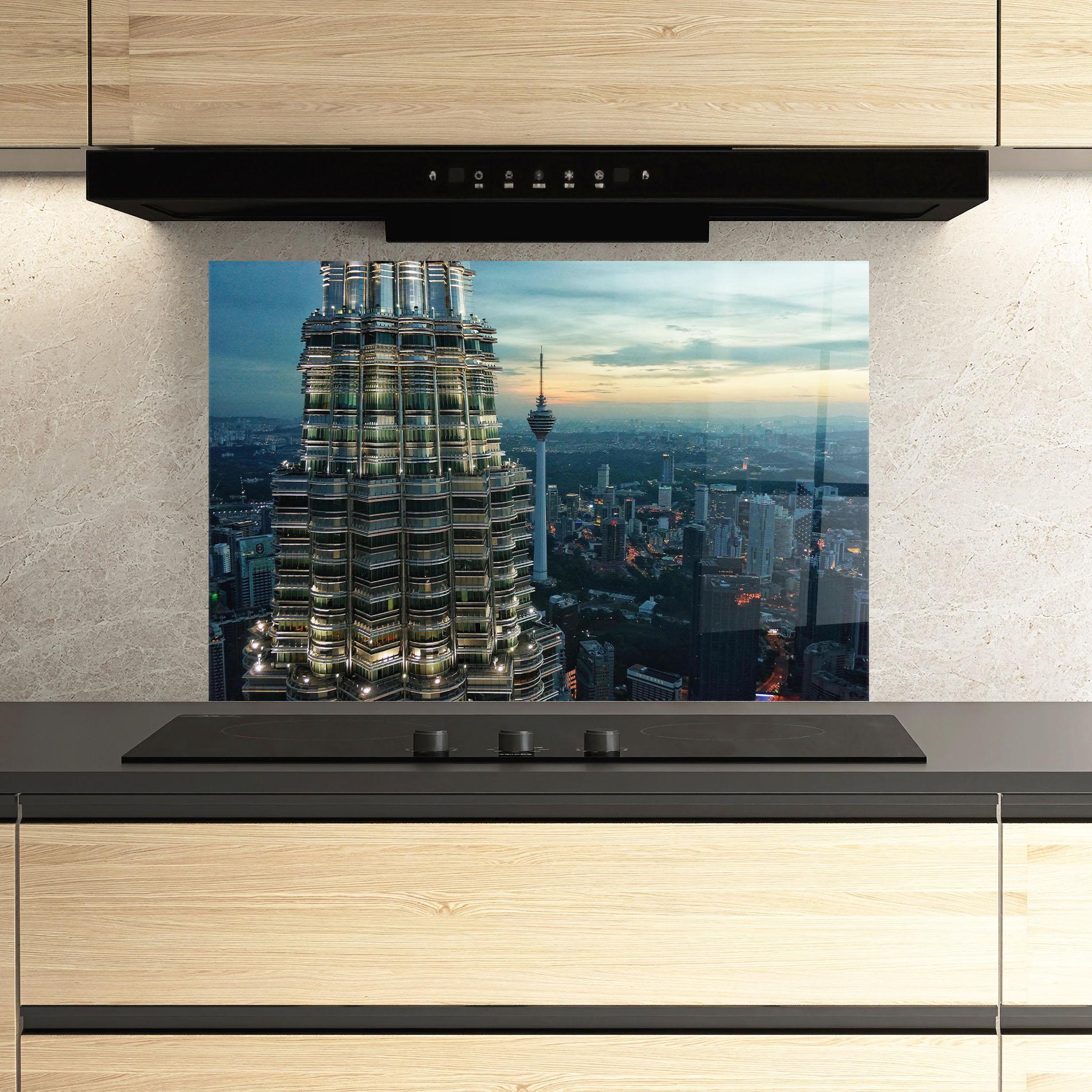 Konyhai üveg hátfal Hight Tower View mockup 3