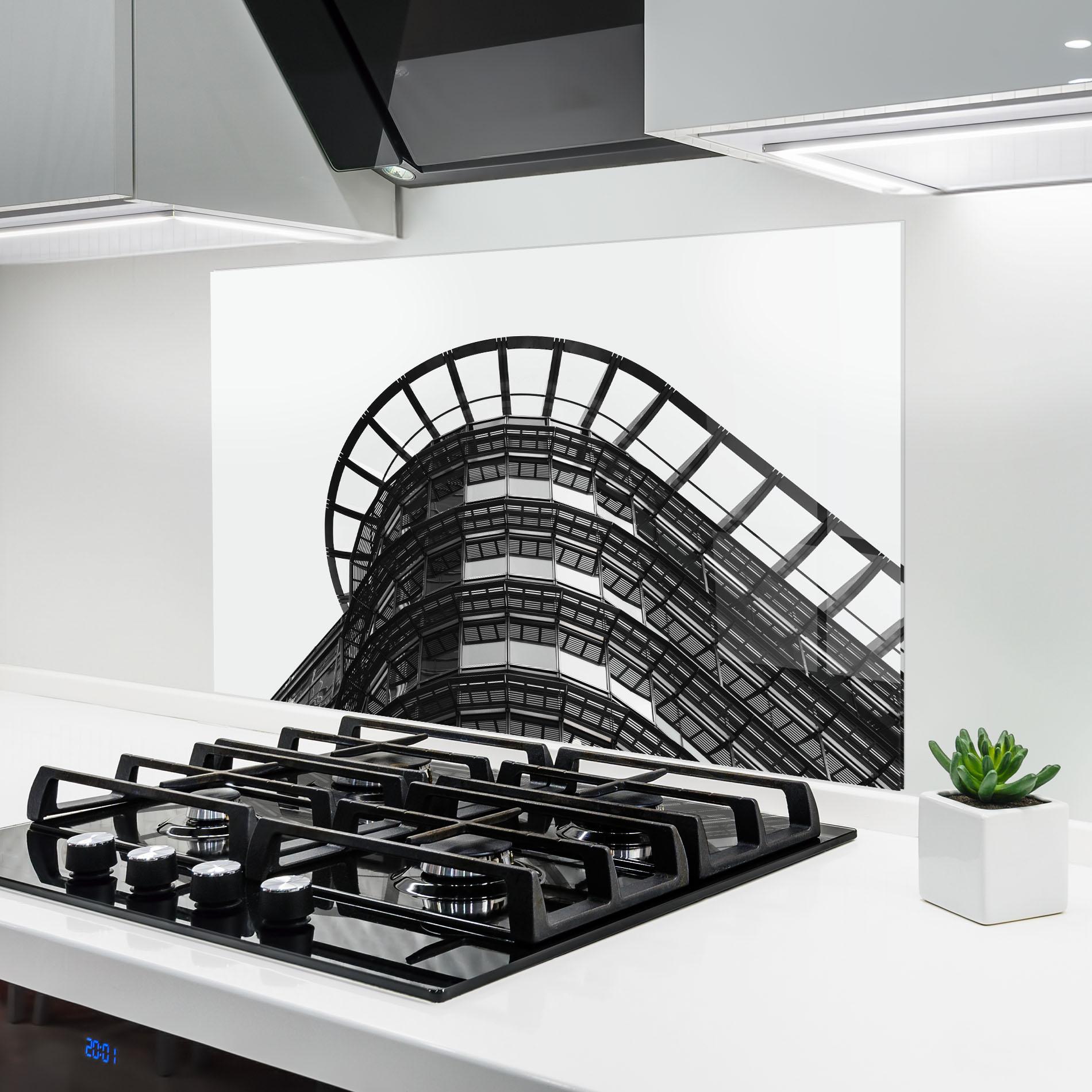 Konyhai üveg hátfal Circle Grey Tower mockup 6