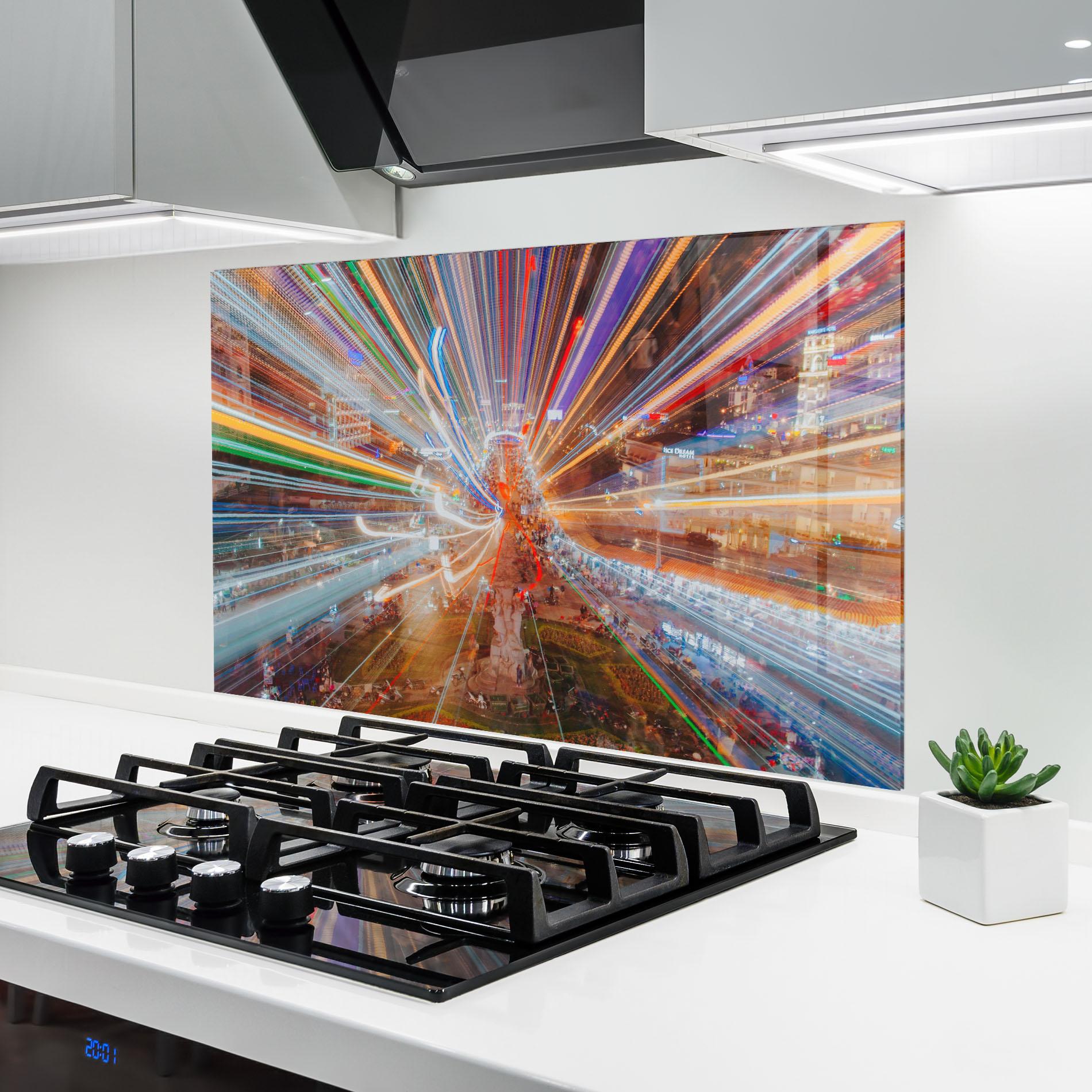 Konyhai üveg hátfal Colorful Light City mockup 6