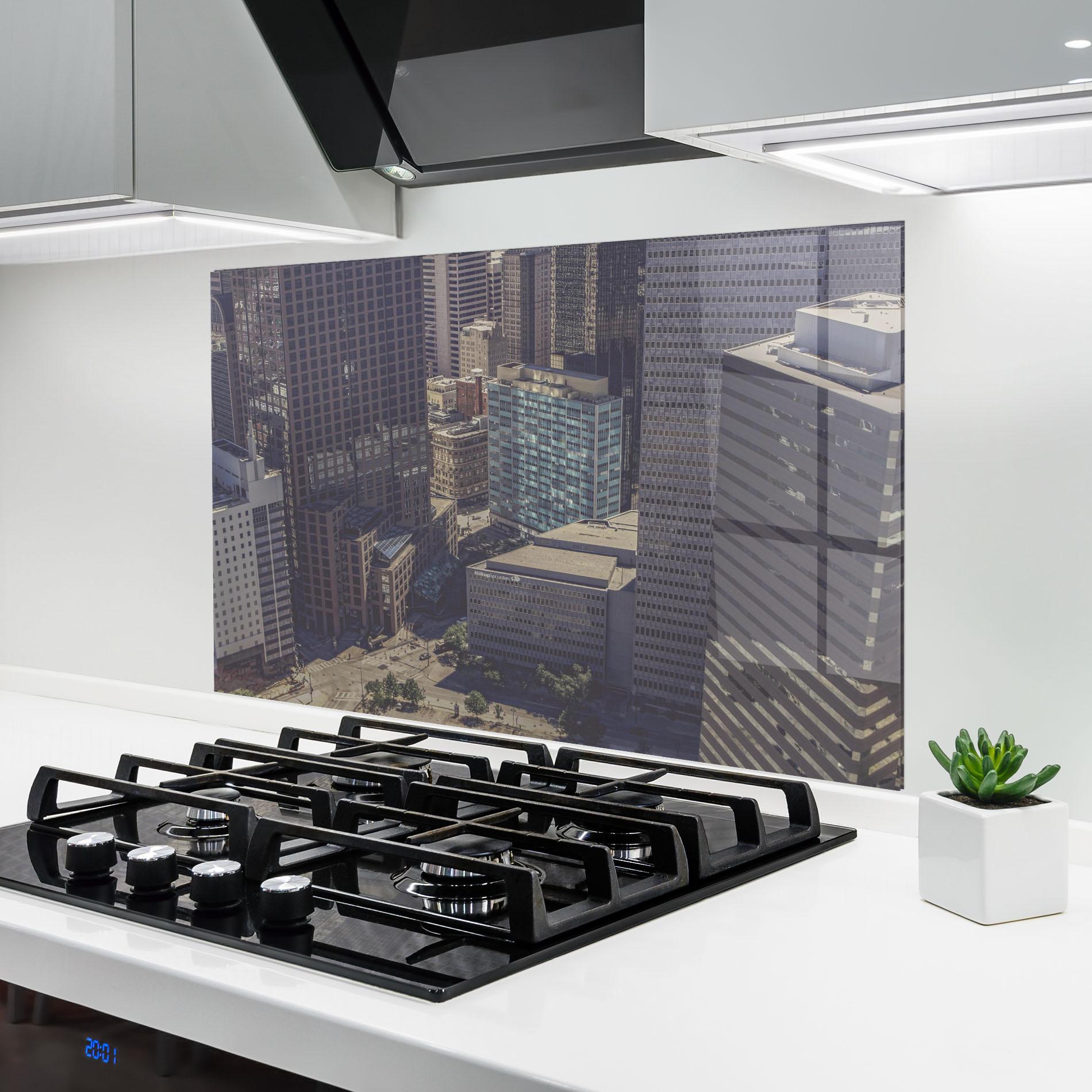 Konyhai üveg hátfal Cream Light Building mockup 6