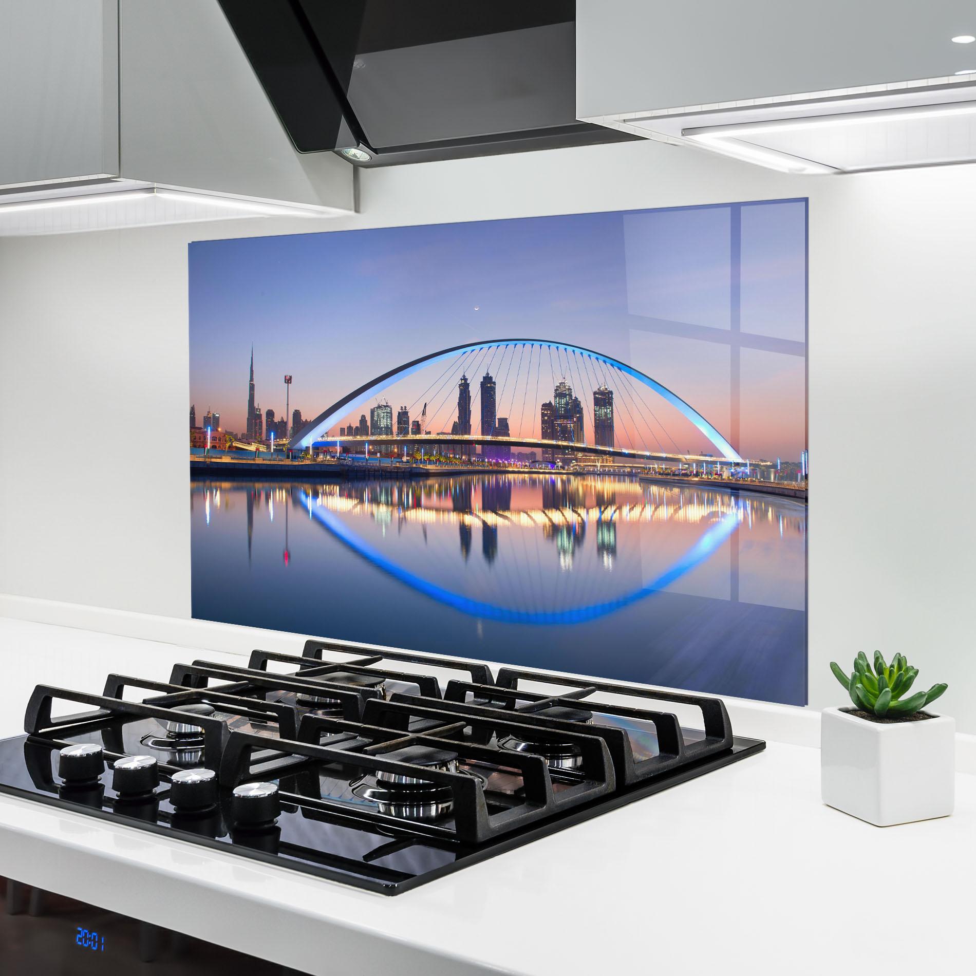 Konyhai üveg hátfal Dubai View mockup 6