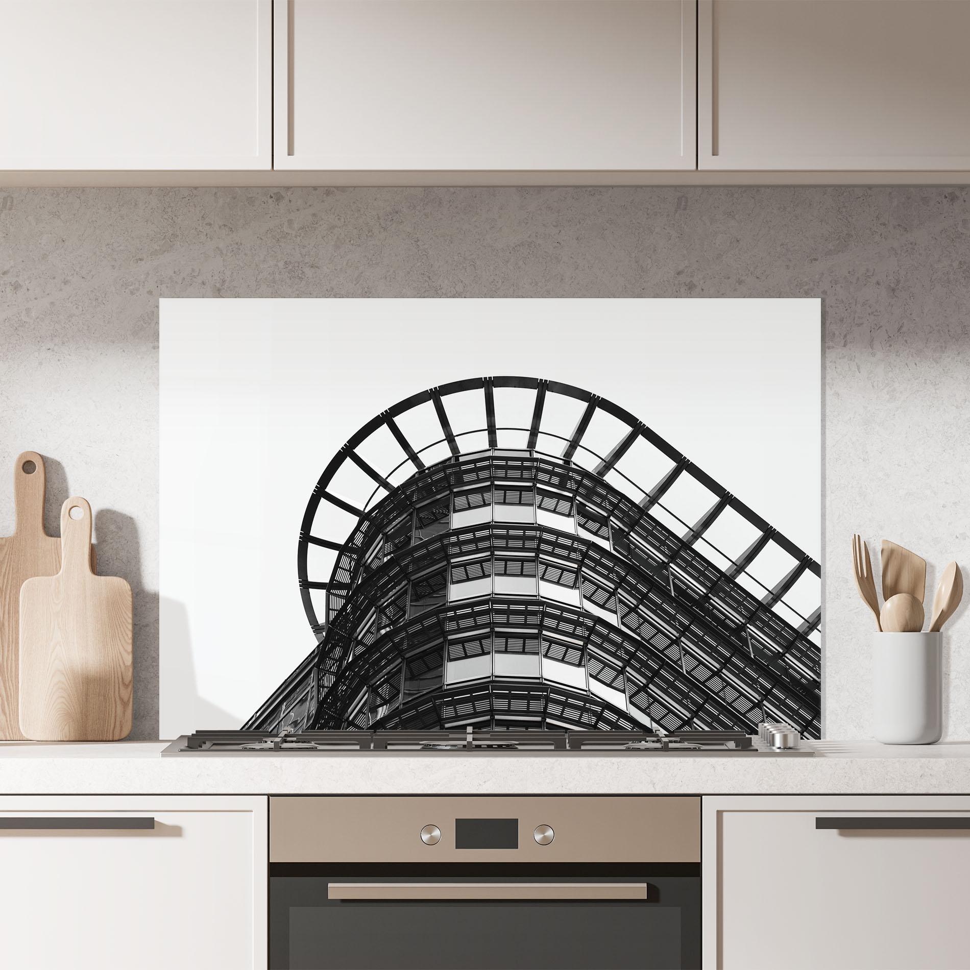 Konyhai üveg hátfal Circle Grey Tower mockup 7