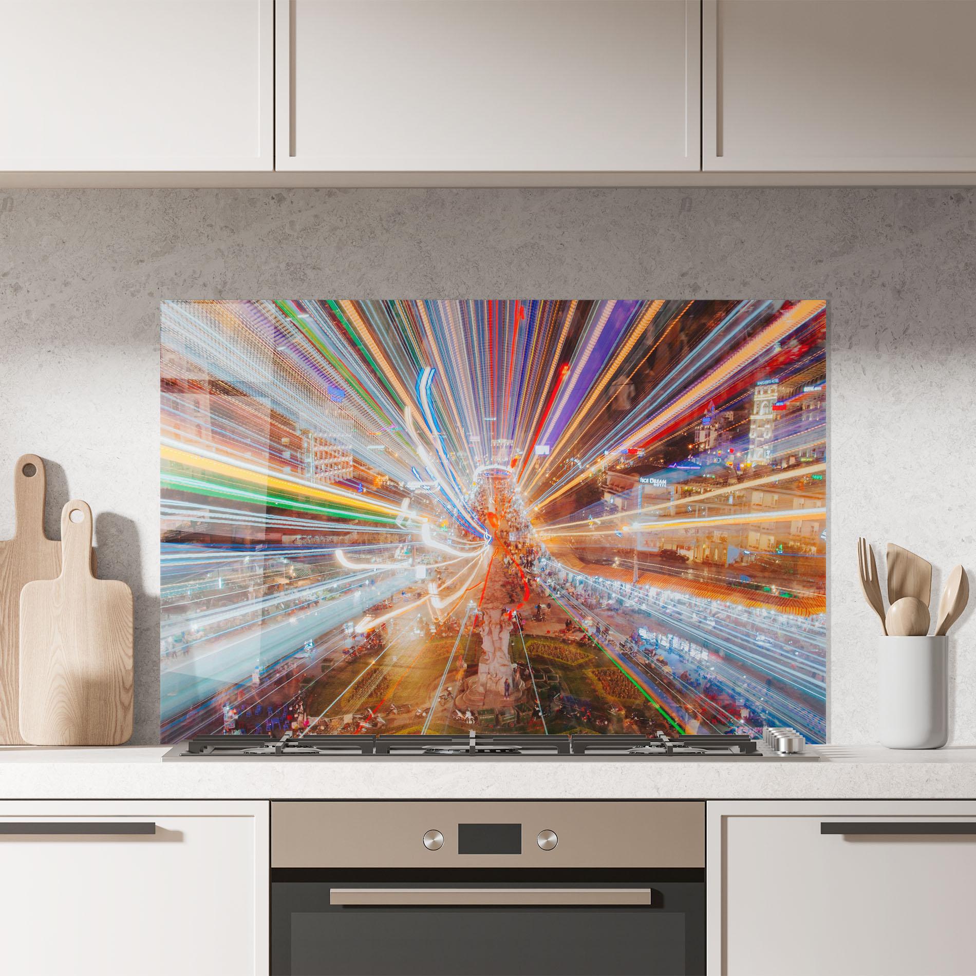 Konyhai üveg hátfal Colorful Light City mockup 7