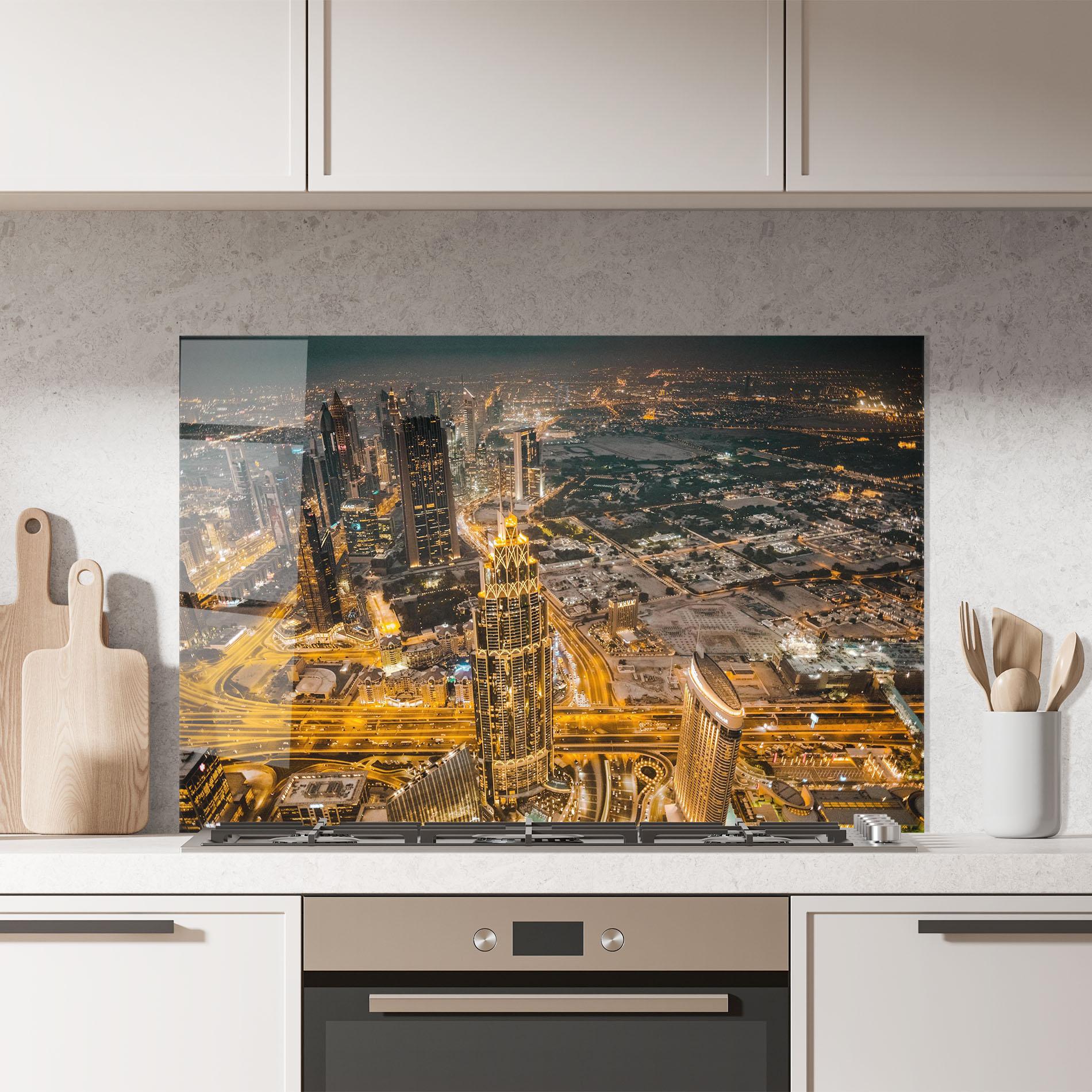 Konyhai üveg hátfal Dubai Lights mockup 7
