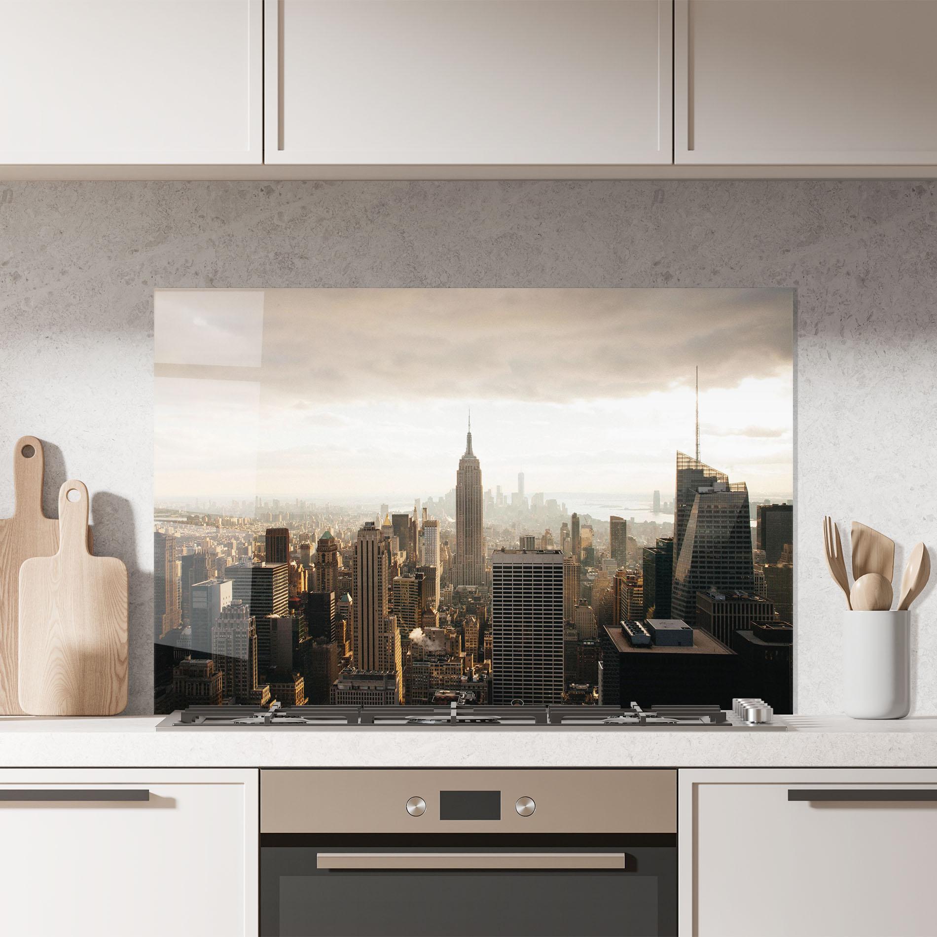 Konyhai üveg hátfal Grey Cloud Buildings mockup 7