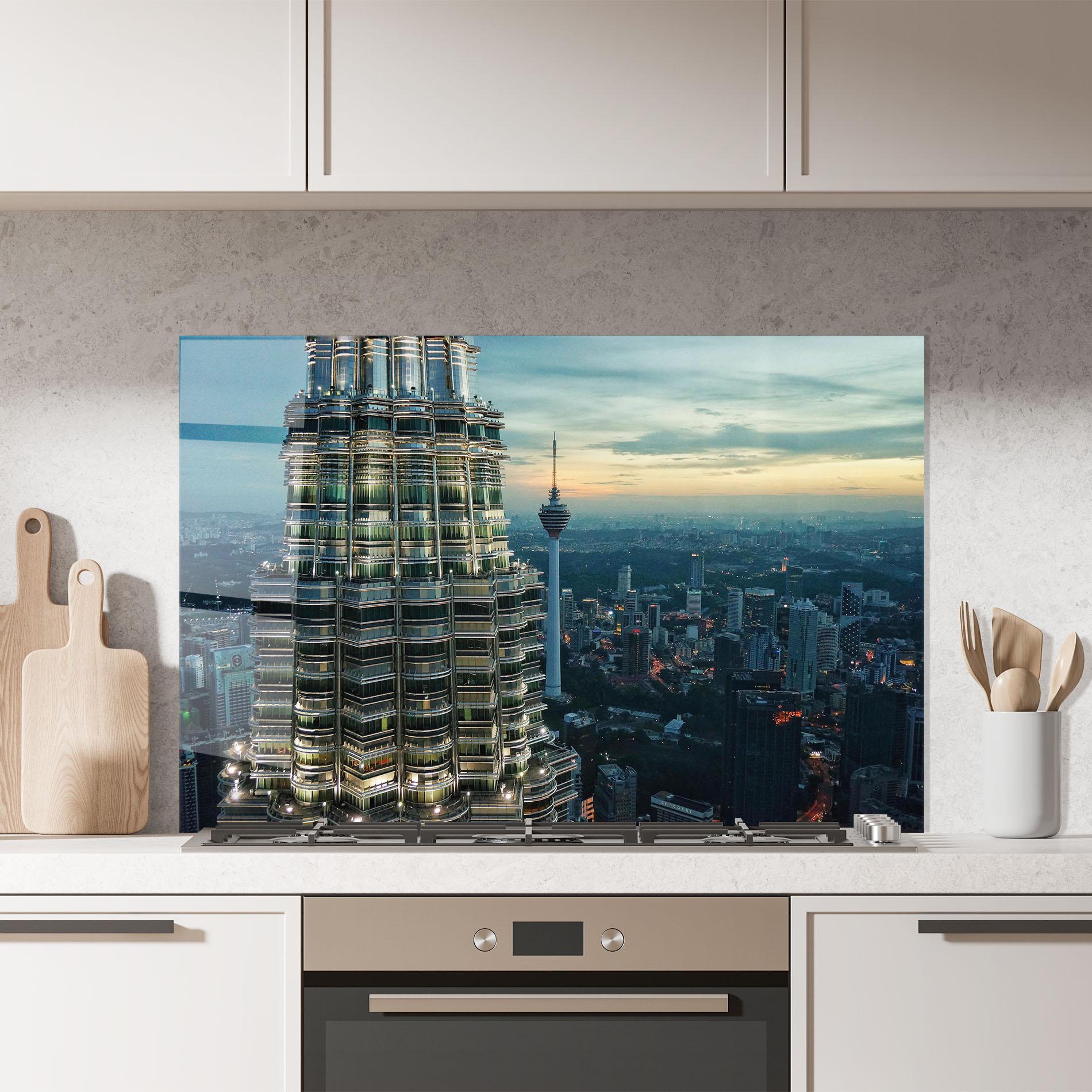 Konyhai üveg hátfal Hight Tower View mockup 7