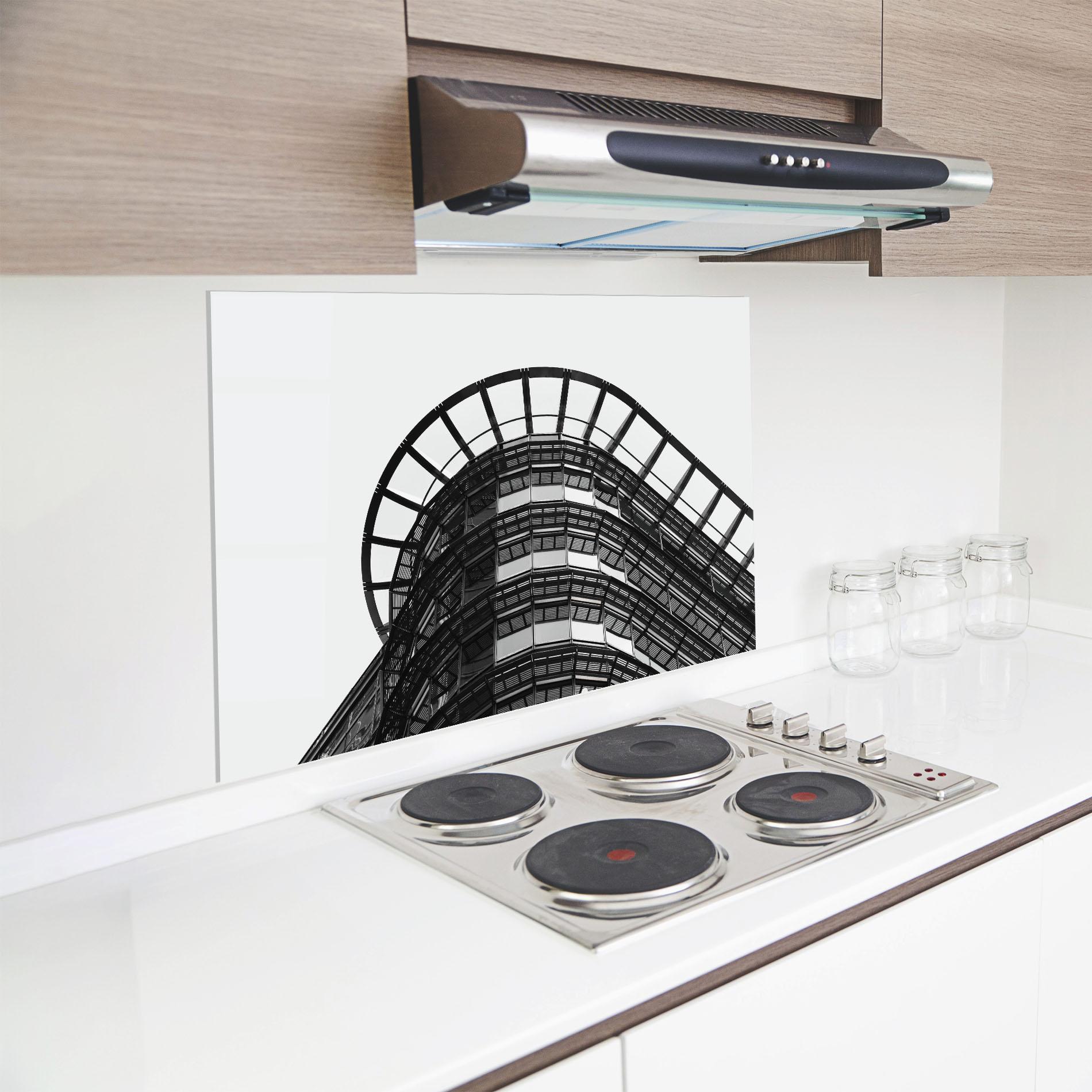 Konyhai üveg hátfal Circle Grey Tower mockup 8