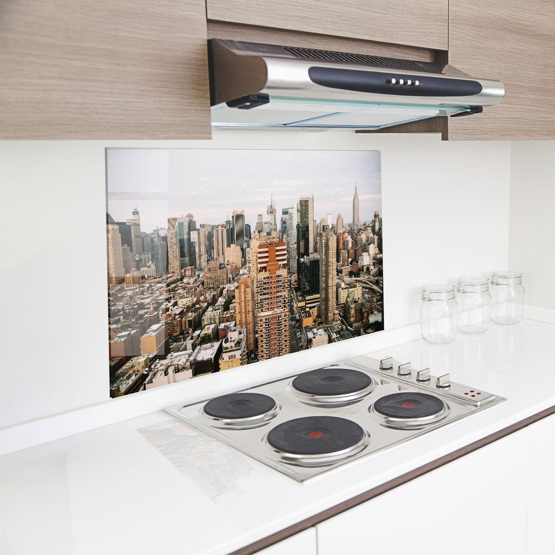 Konyhai üveg hátfal Cream Orange Building mockup 8