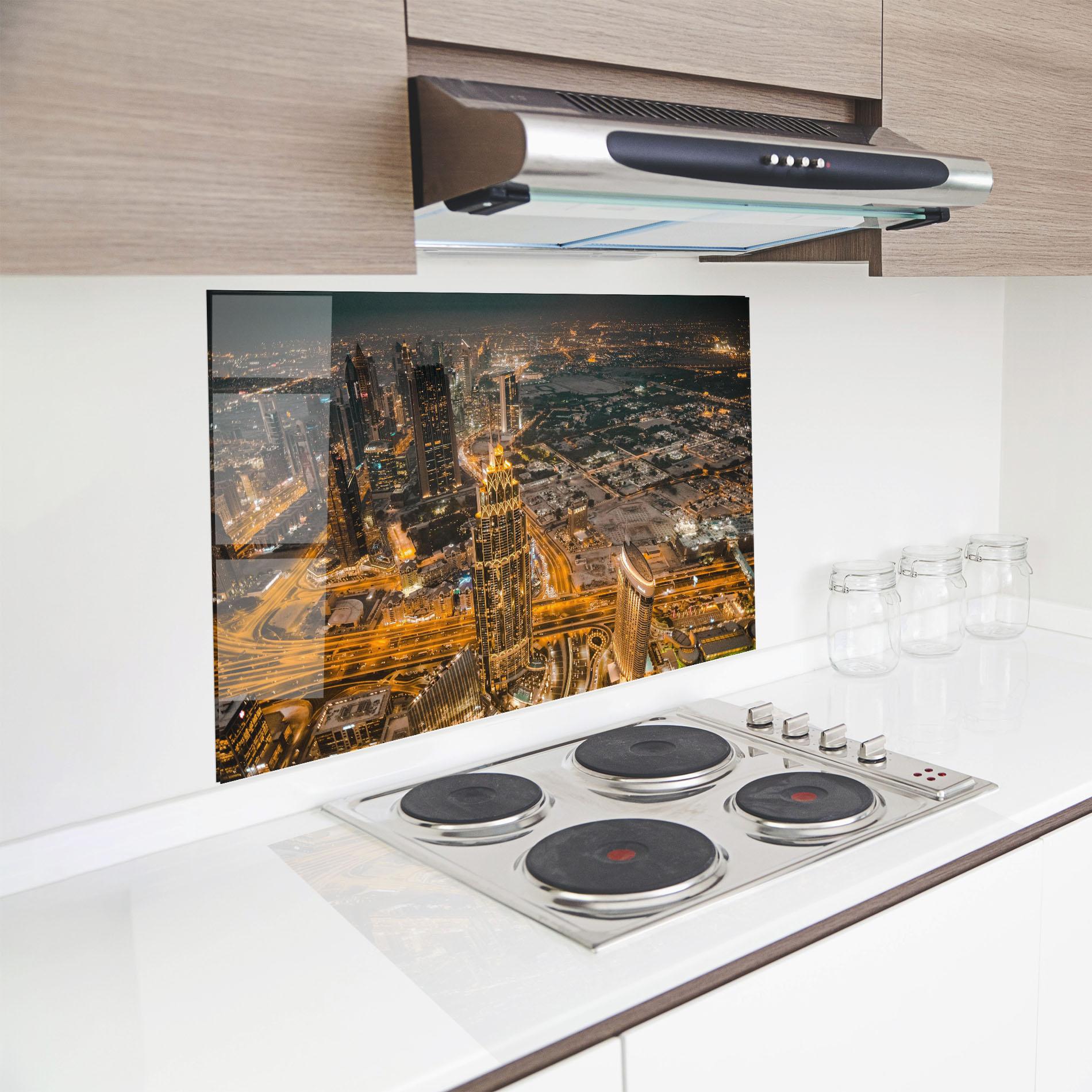 Konyhai üveg hátfal Dubai Lights mockup 8
