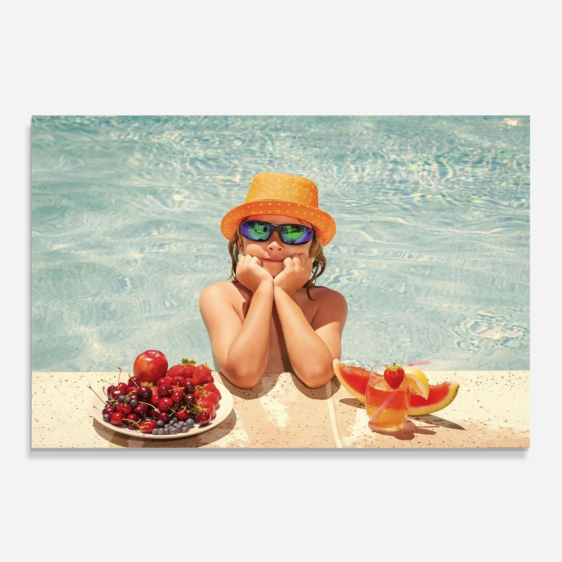 Konyhai üveg hátfal Child Swimming mockup 0