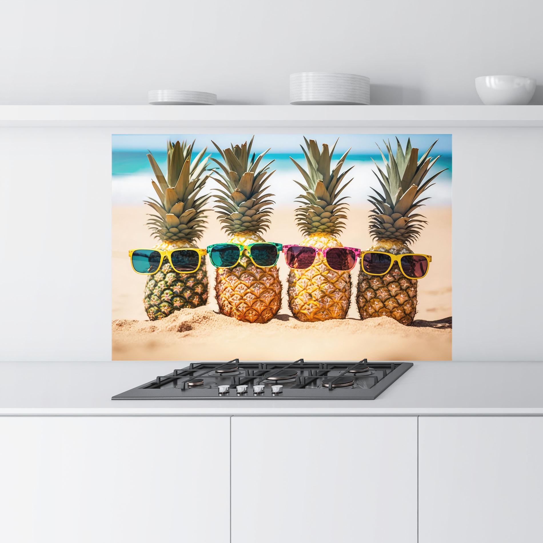 Konyhai üveg hátfal Five Pineapples mockup 9