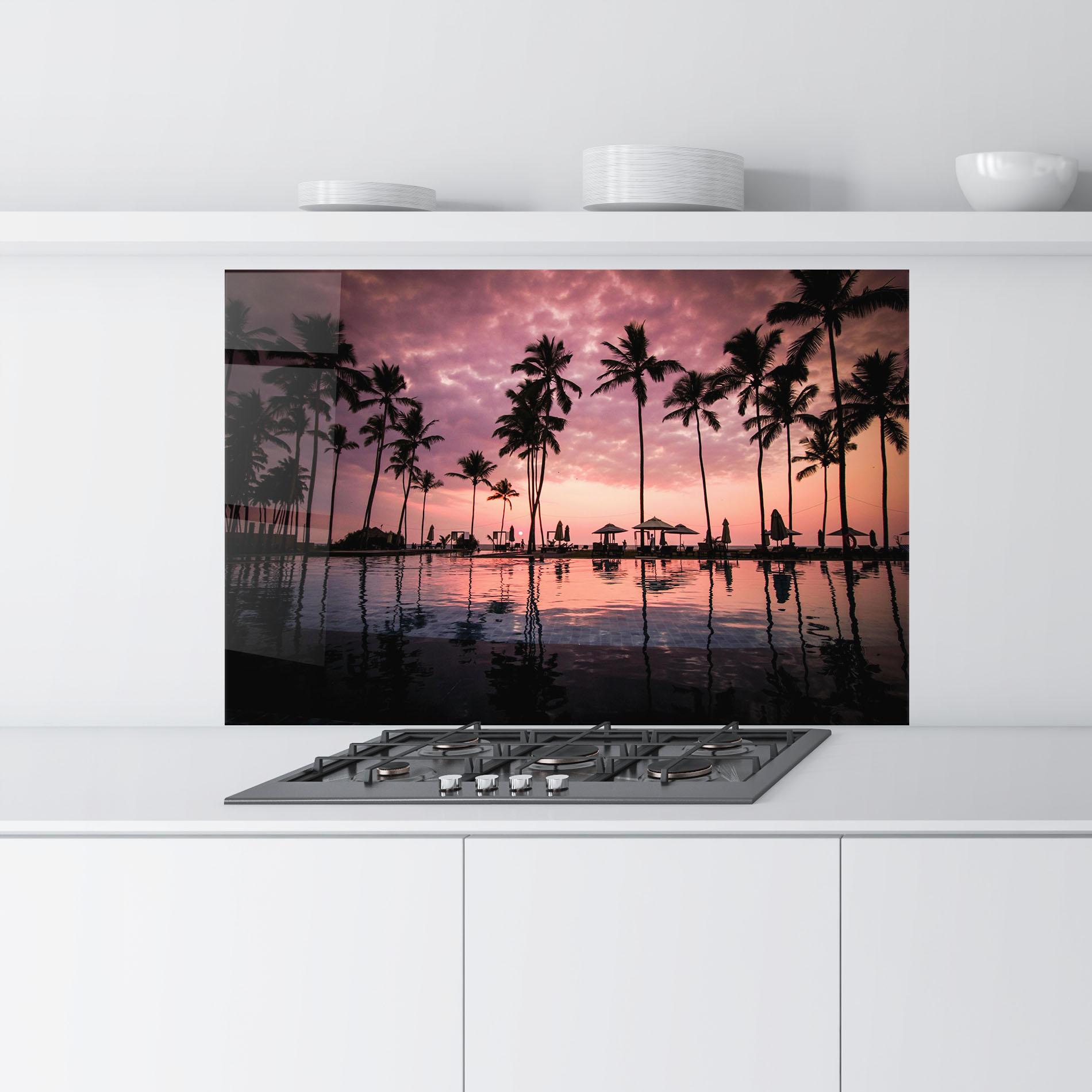 Konyhai üveg hátfal Purple Sunset mockup 9