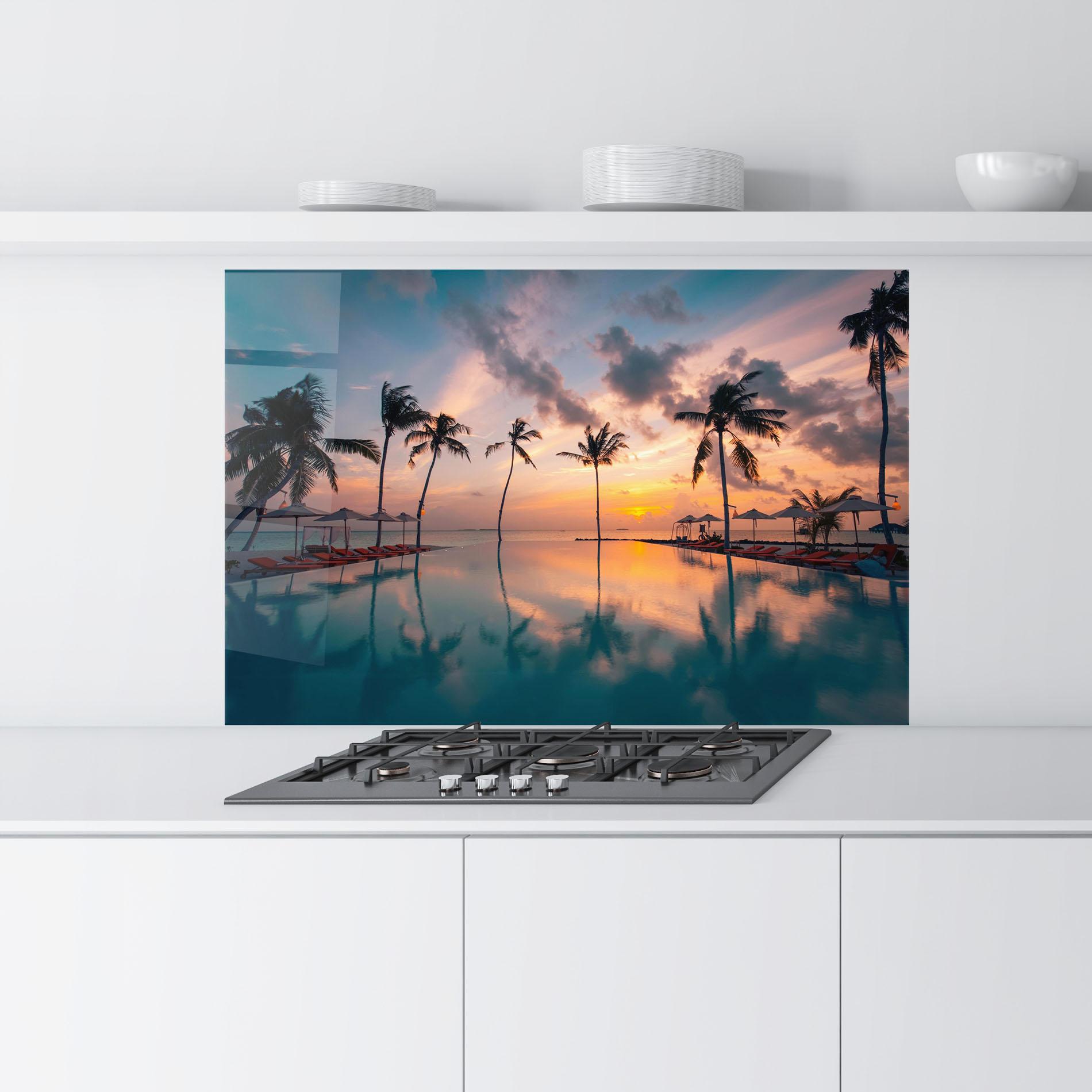 Konyhai üveg hátfal Tropical Beach mockup 9