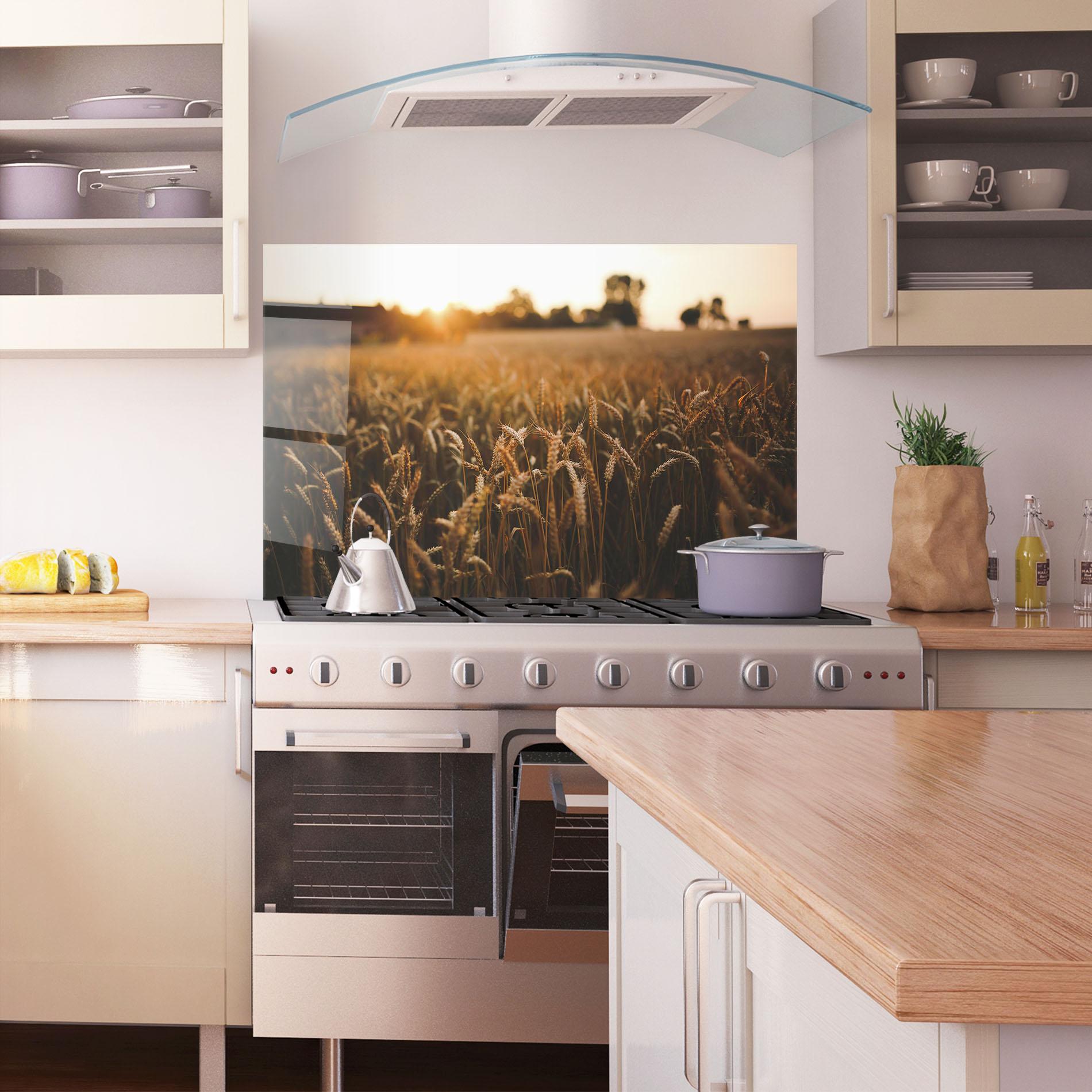 Konyhai üveg hátfal Summer Field mockup 1