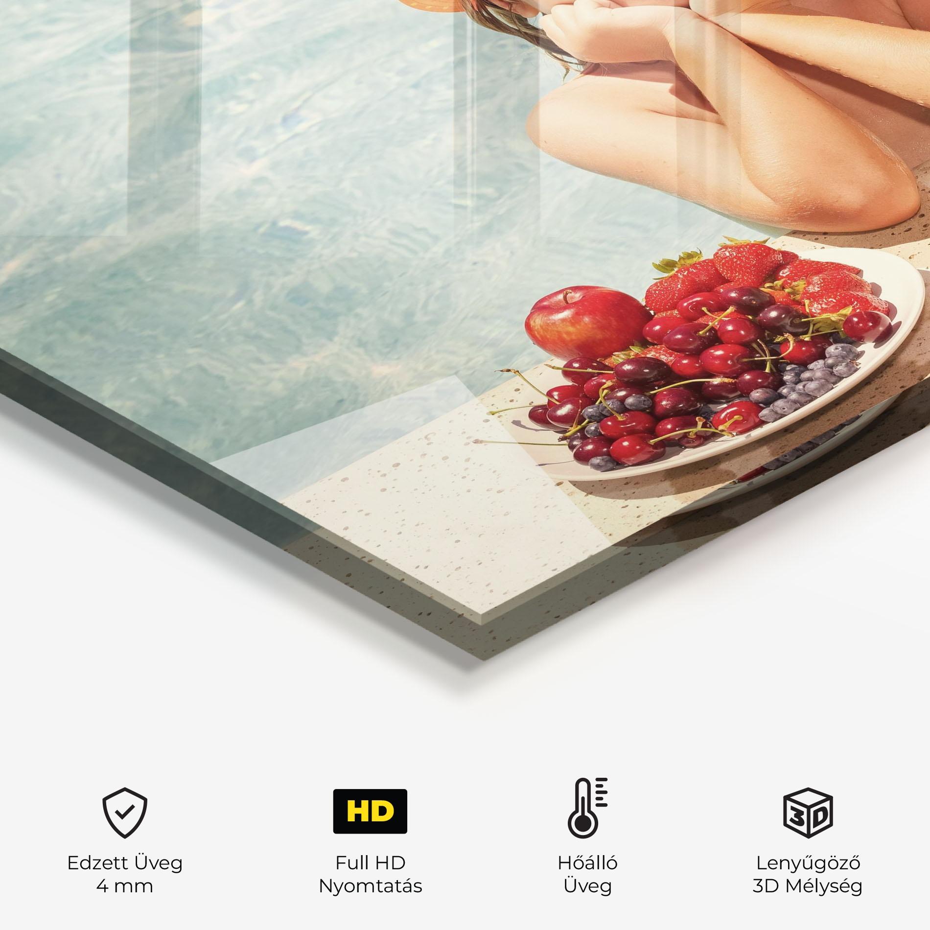 Konyhai üveg hátfal Child Swimming mockup 2