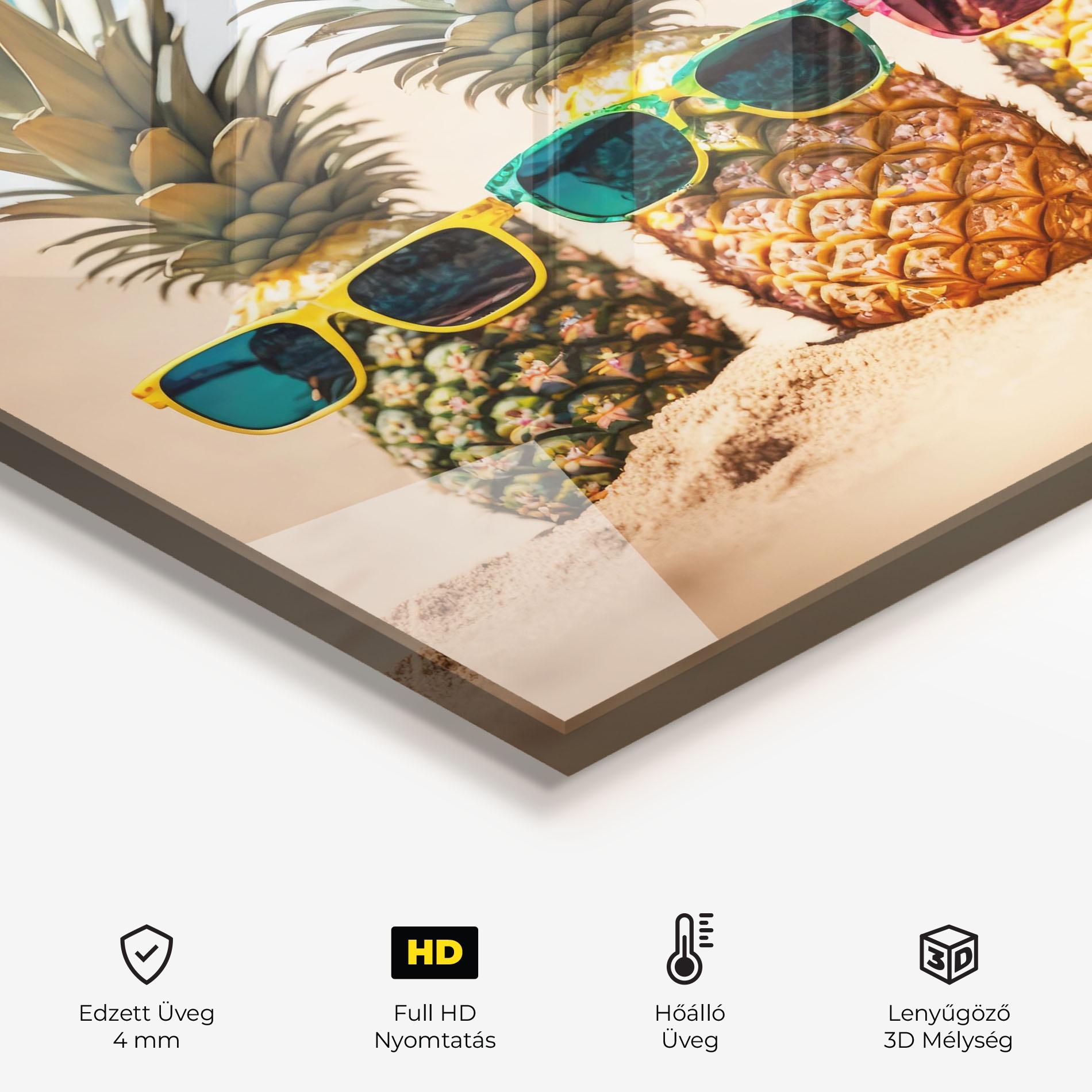 Konyhai üveg hátfal Five Pineapples mockup 2
