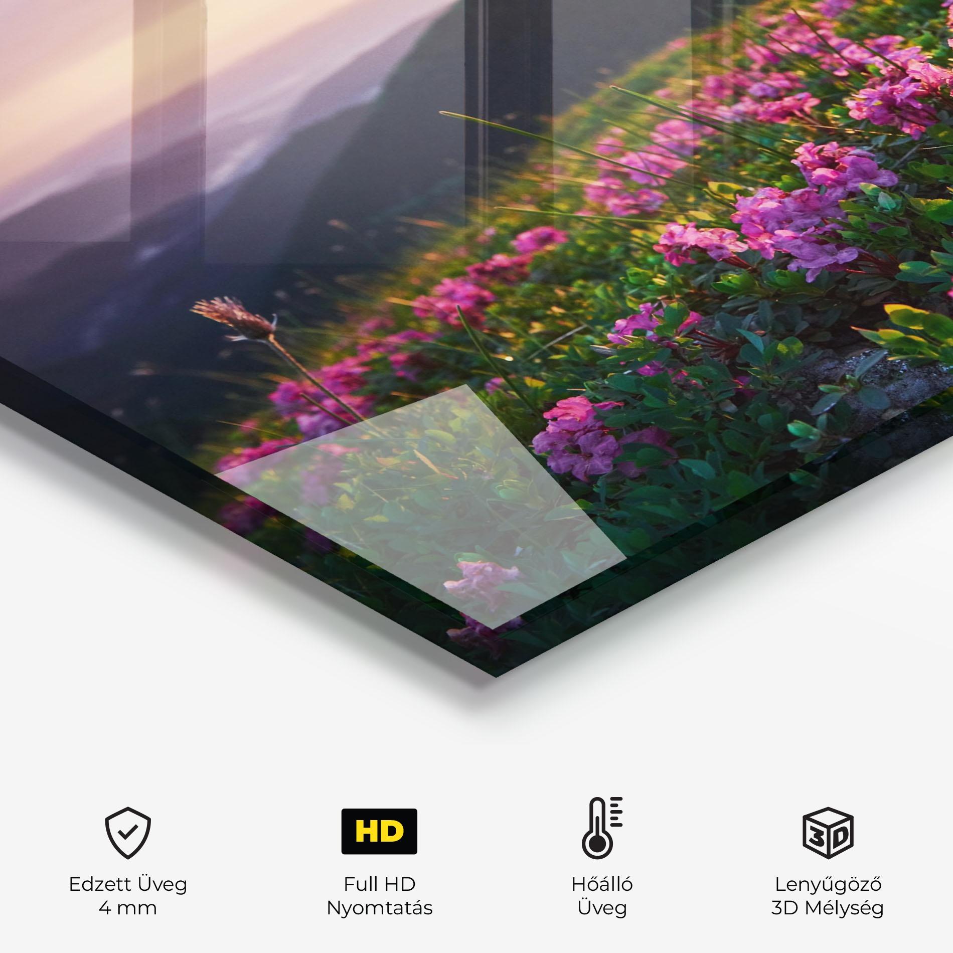 Konyhai üveg hátfal Purple Summer Flowers mockup 2