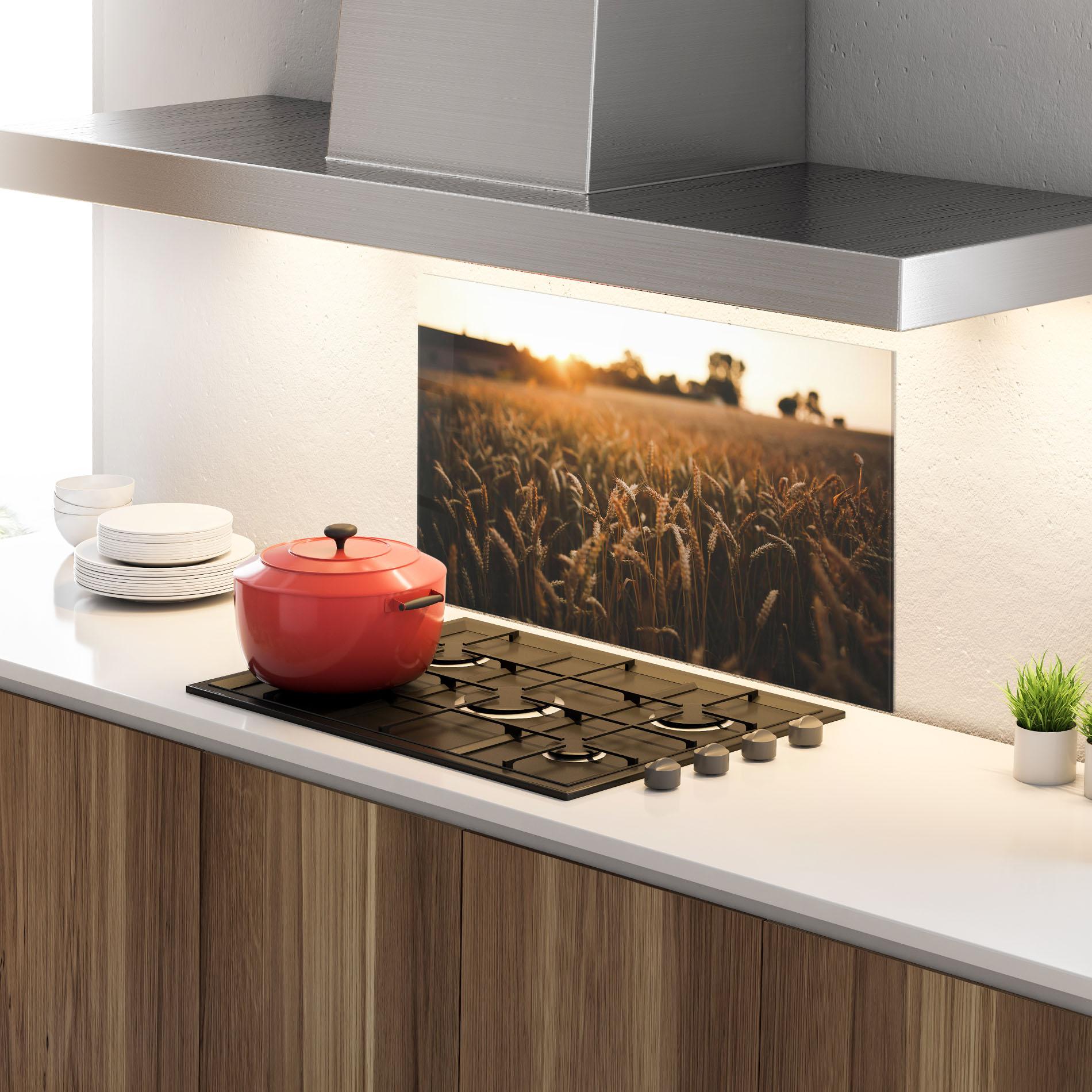 Konyhai üveg hátfal Summer Field mockup 4