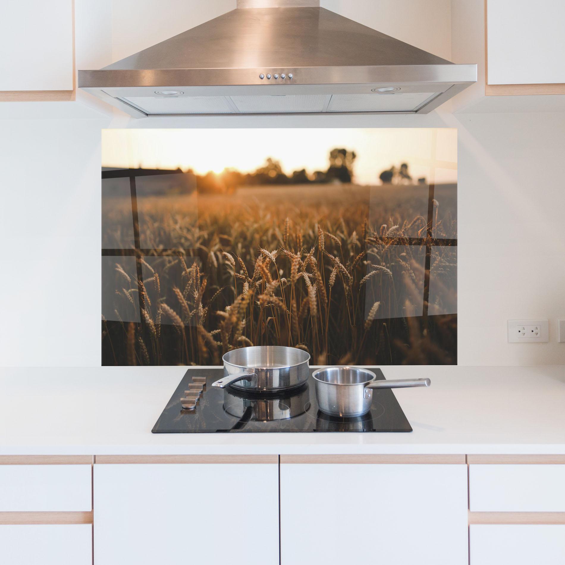Konyhai üveg hátfal Summer Field mockup 5