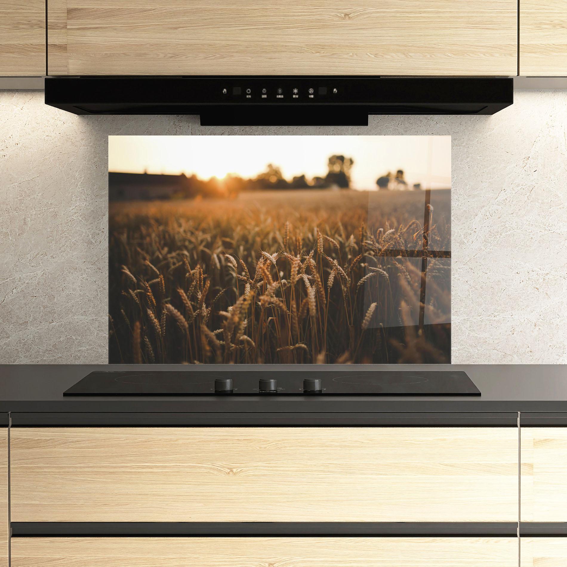 Konyhai üveg hátfal Summer Field mockup 3