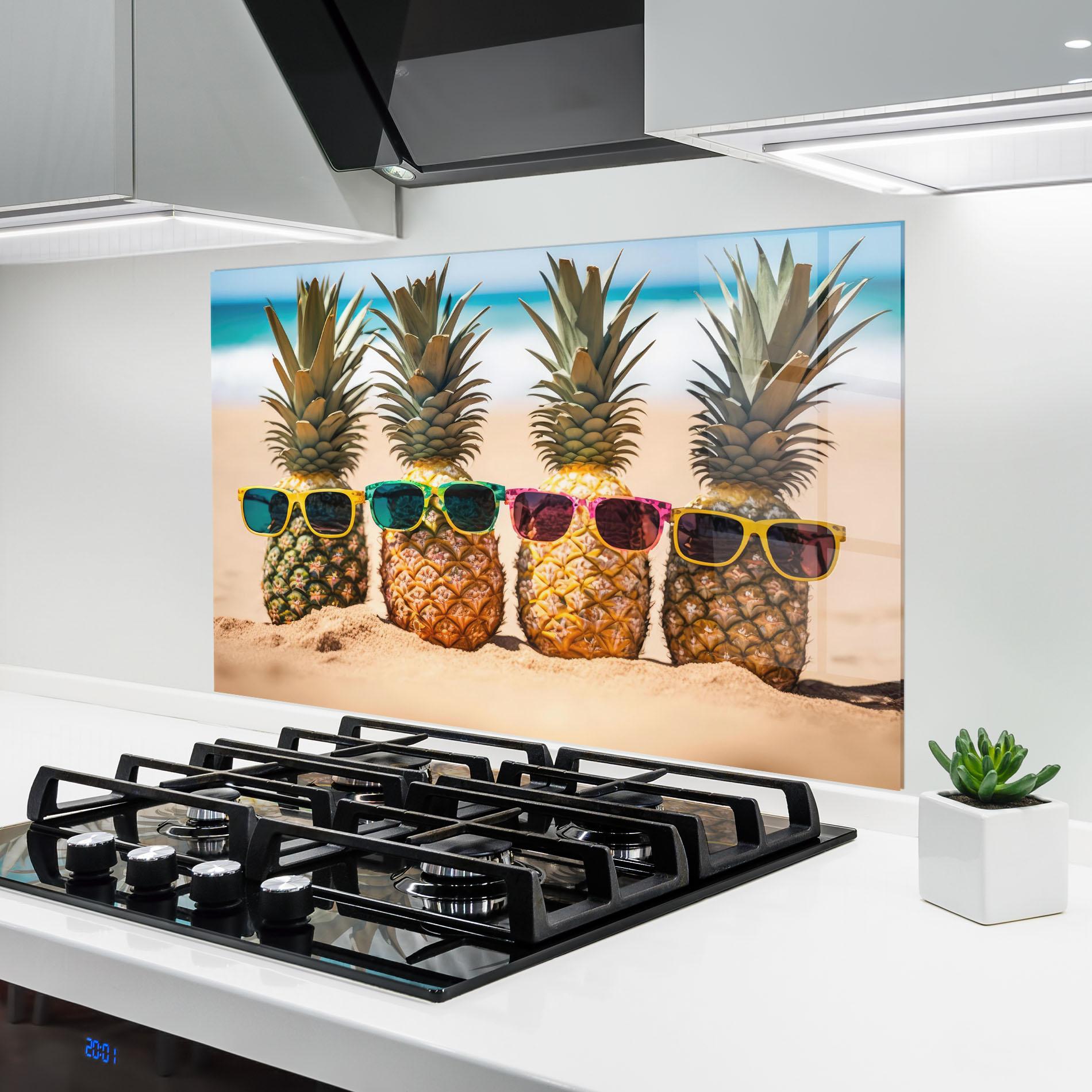 Konyhai üveg hátfal Five Pineapples mockup 6