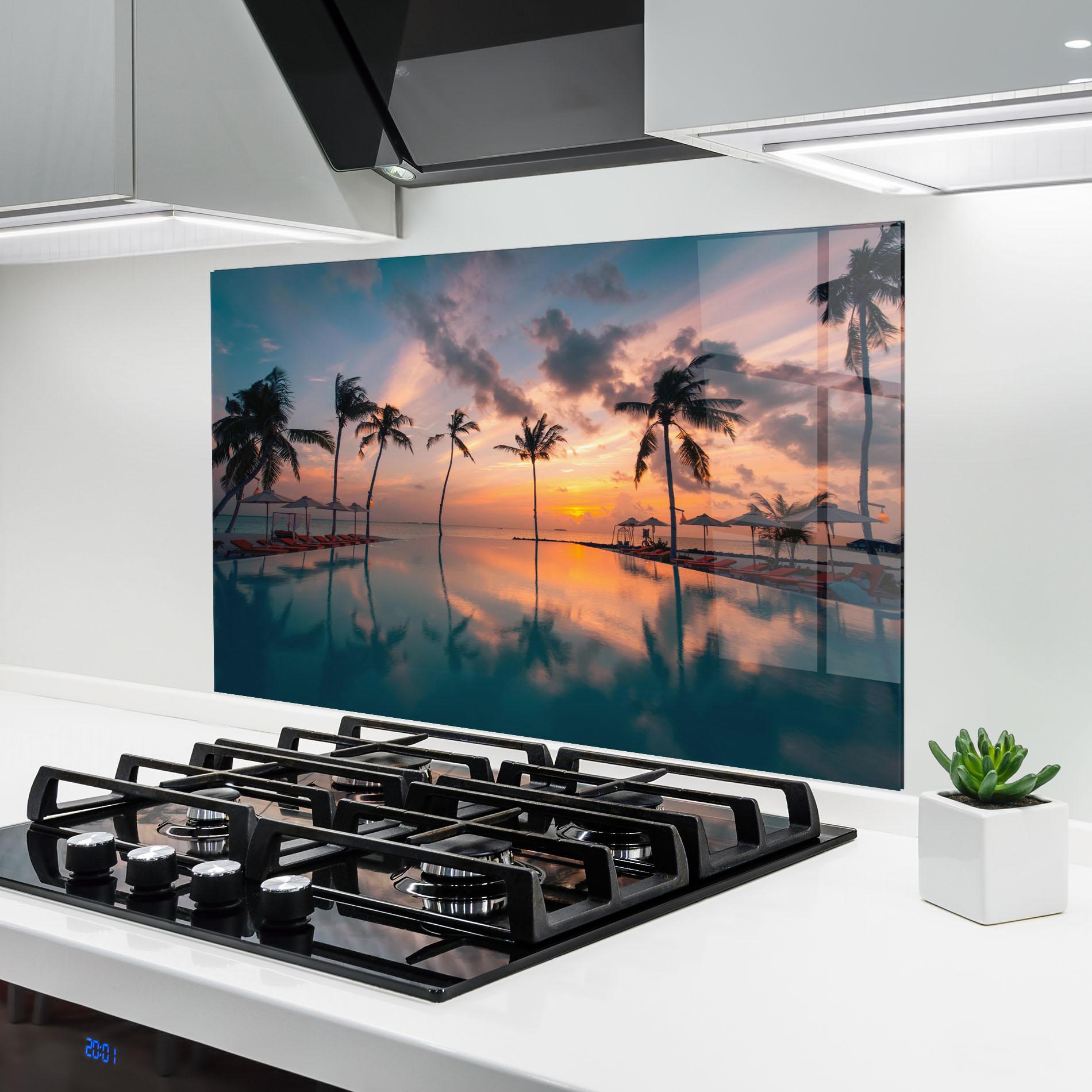 Konyhai üveg hátfal Tropical Beach mockup 6