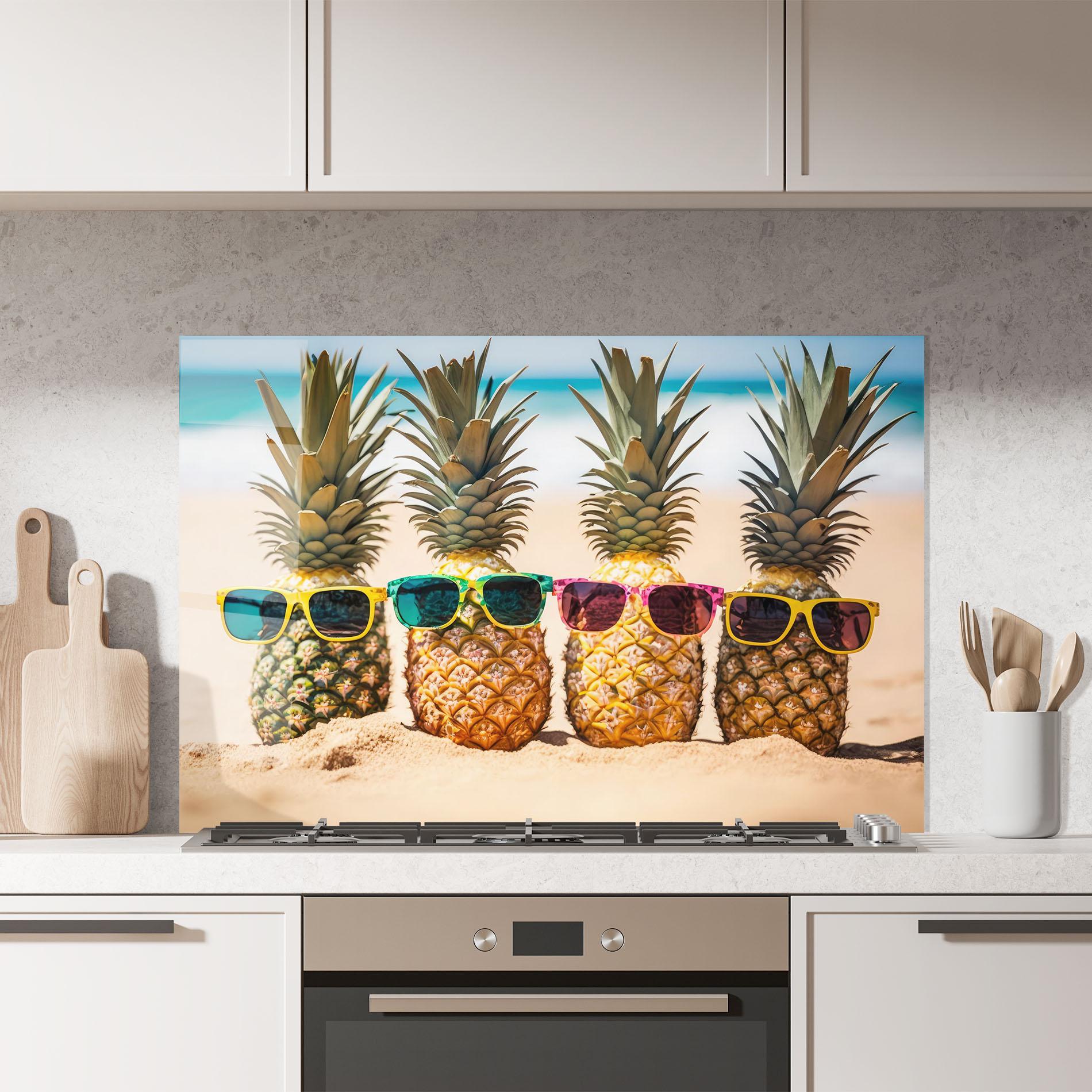 Konyhai üveg hátfal Five Pineapples mockup 7