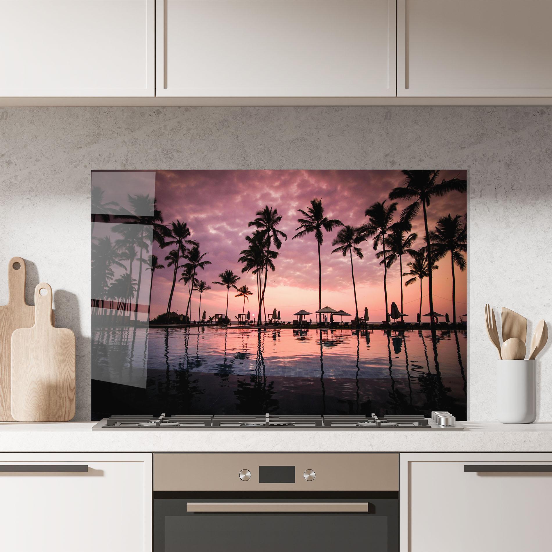 Konyhai üveg hátfal Purple Sunset mockup 7