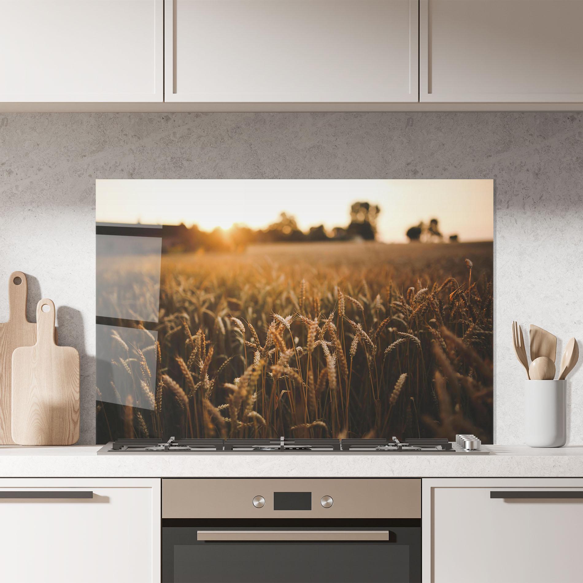 Konyhai üveg hátfal Summer Field mockup 7
