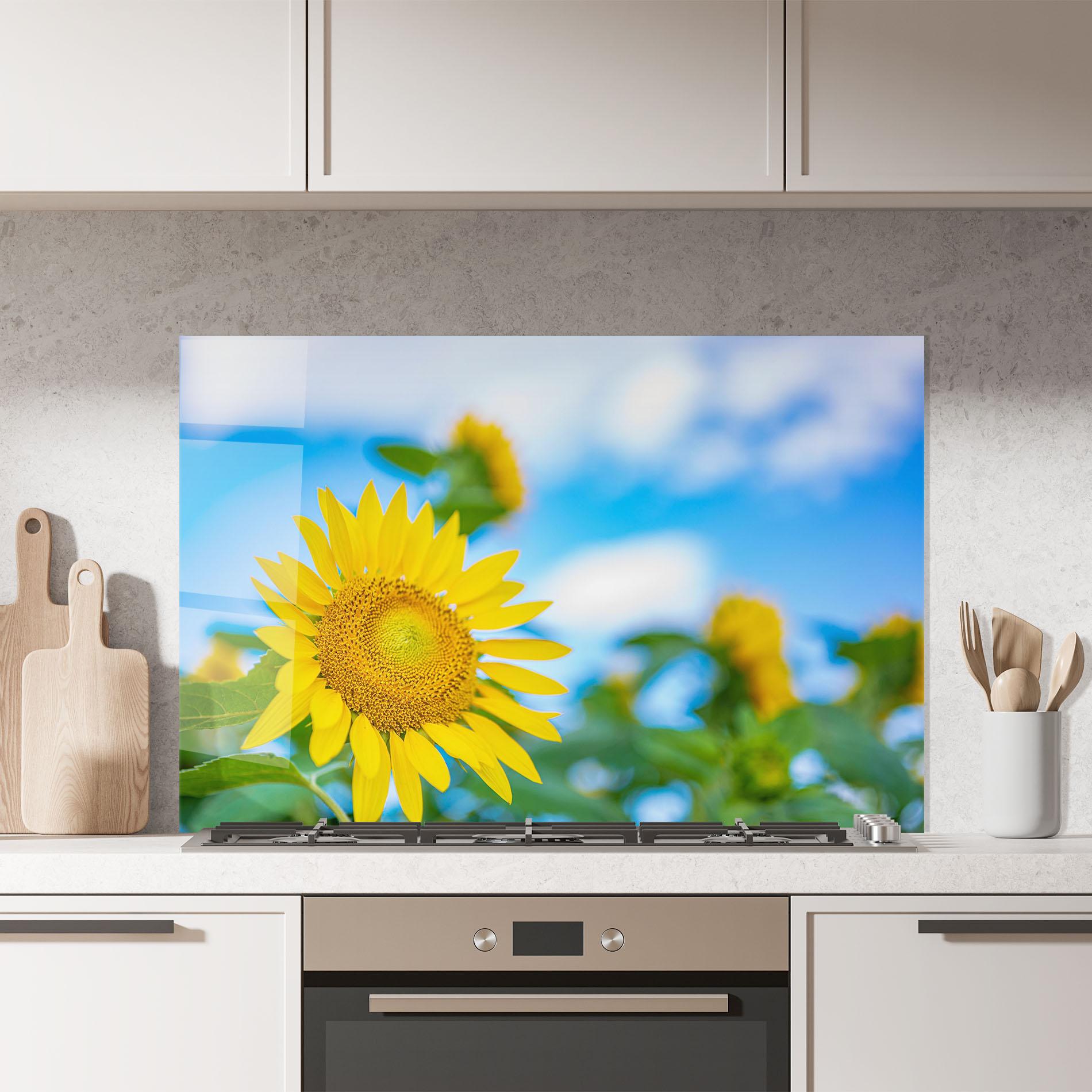 Konyhai üveg hátfal Sunflower Sky mockup 7